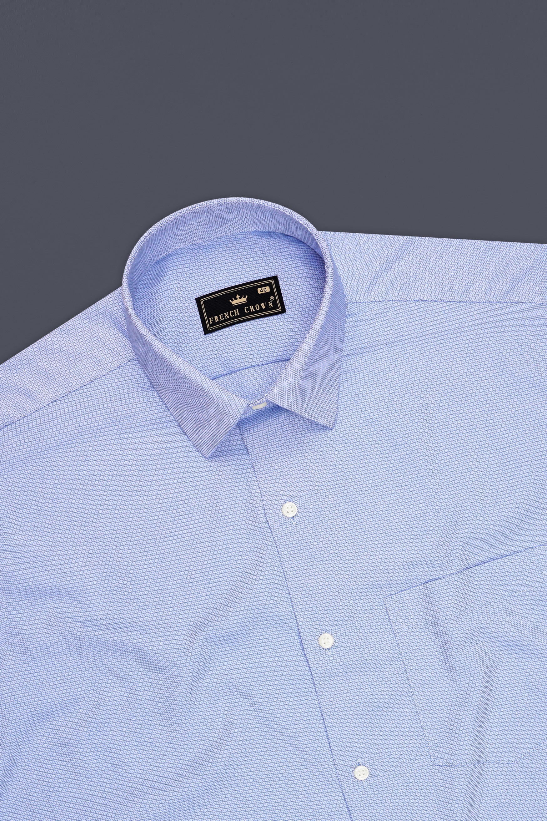 Ciel-Carolina Blue Printed Dobby Premium Giza Cotton Dress Shirt