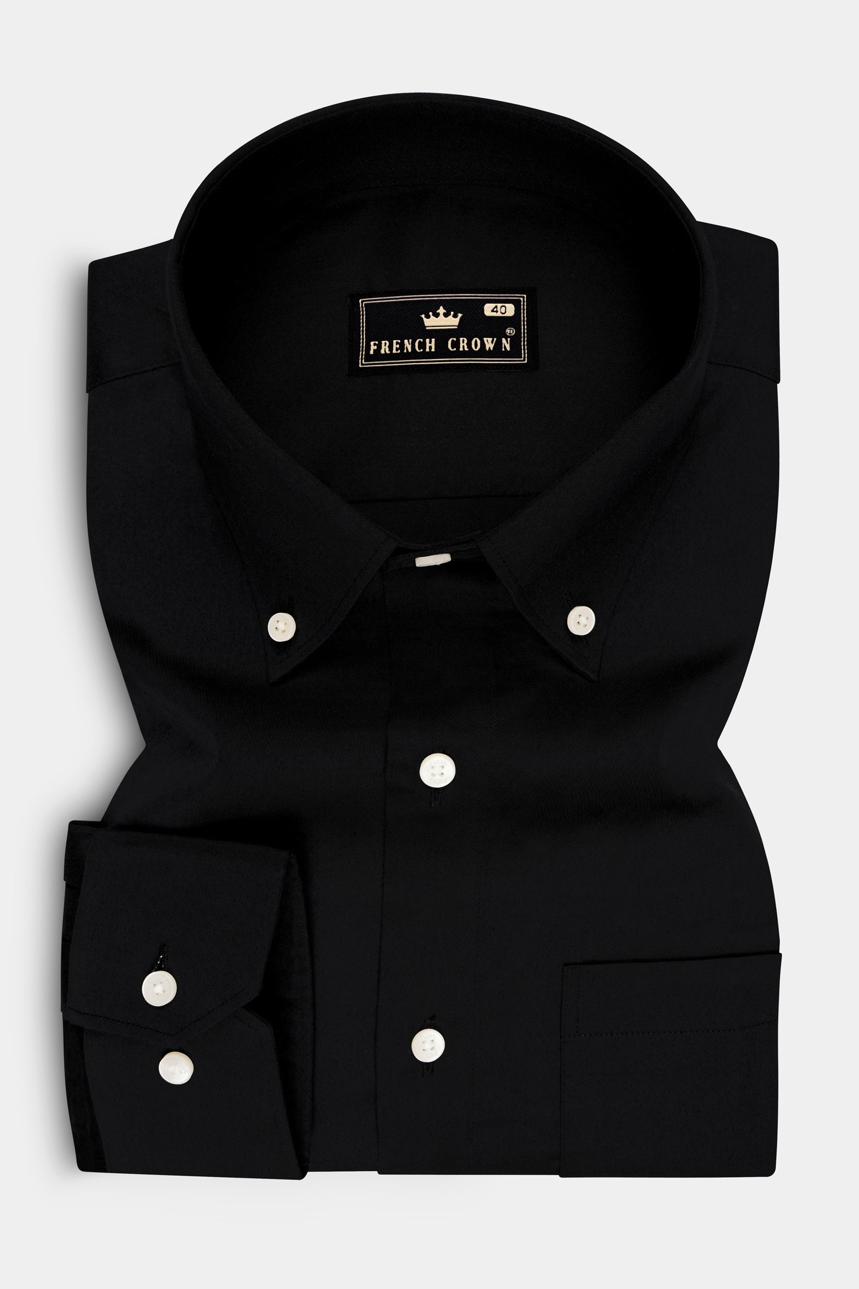 Radiance-Jade Black Subtle Sheen Super Soft Premium Cotton Button Down Dress Shirt