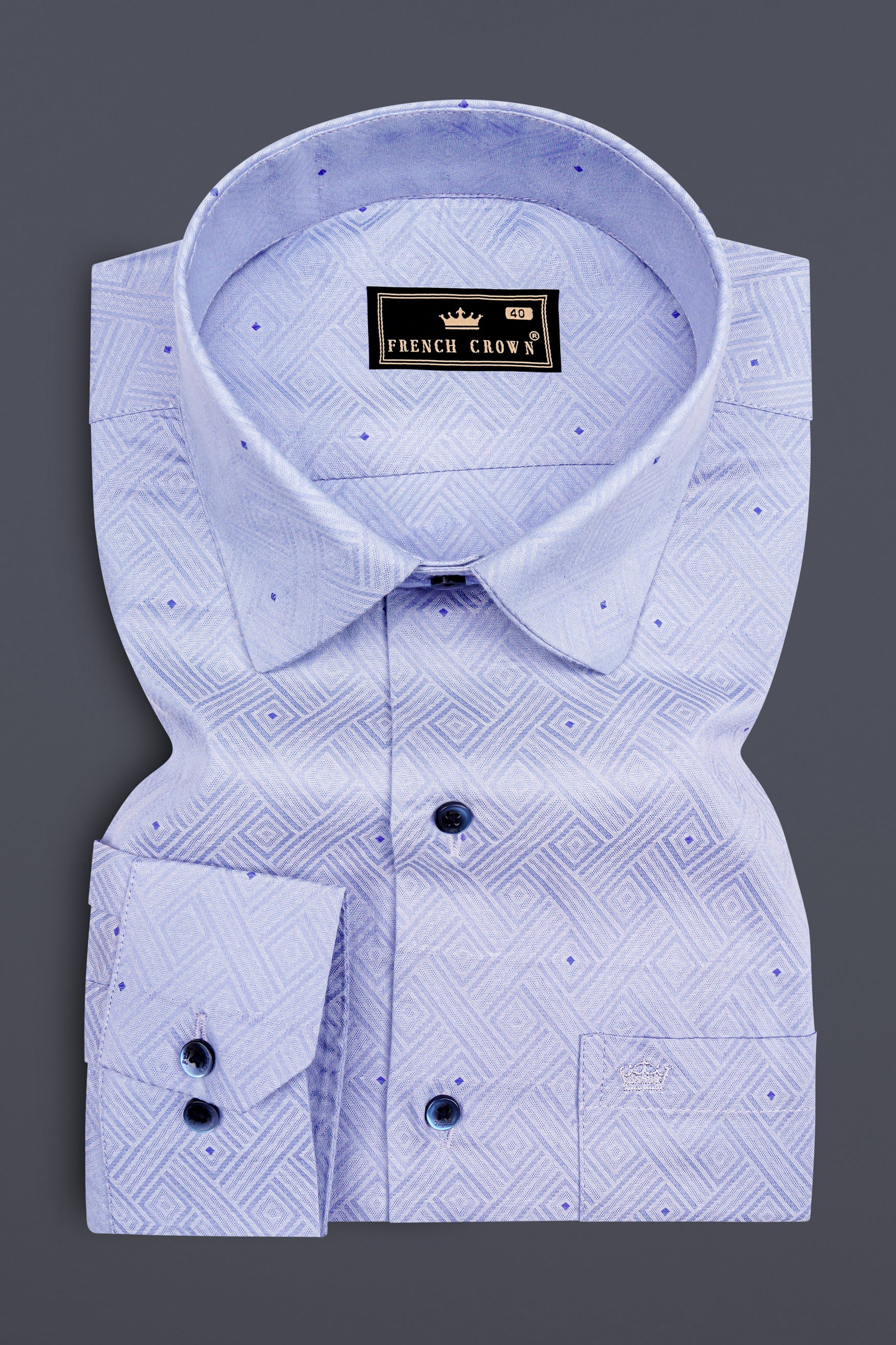 Aegis-Manatee Blue Jacquard Textured Premium Cotton Dress Shirt