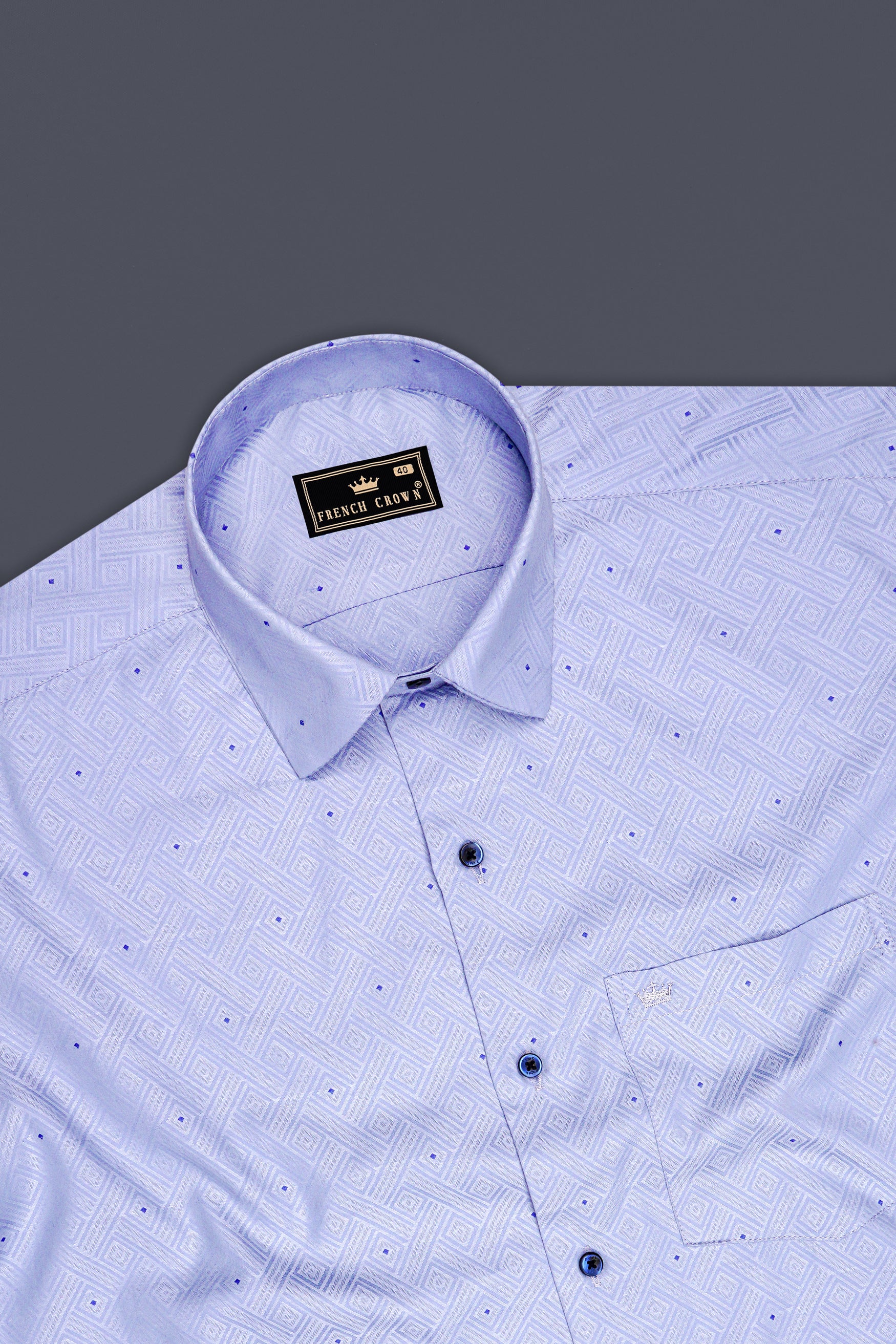 Aegis-Manatee Blue Jacquard Textured Premium Cotton Dress Shirt