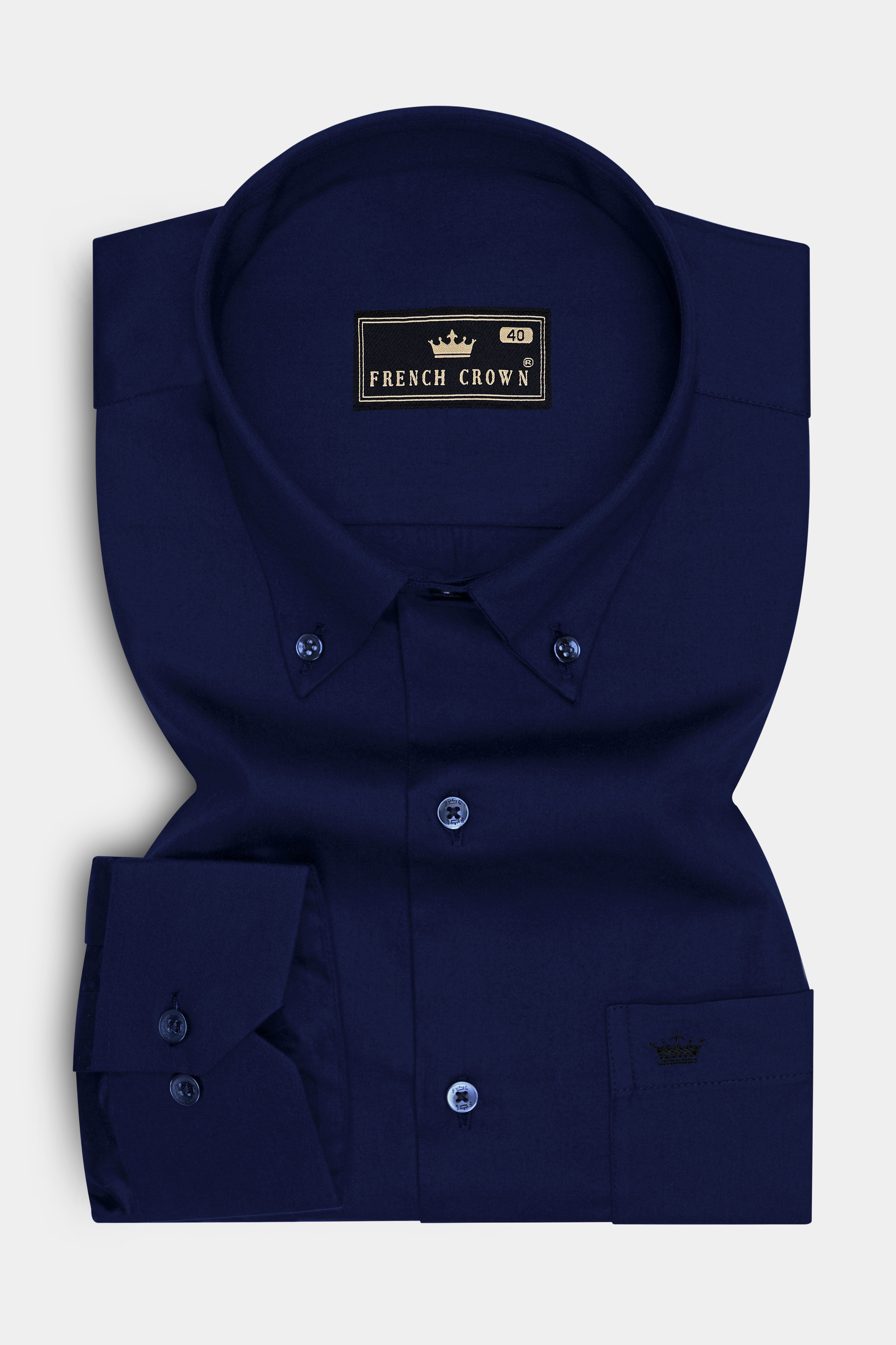 Bleunoir-Midnight Blue Subtle Sheen Super Soft Premium Button Down Dress Shirt
