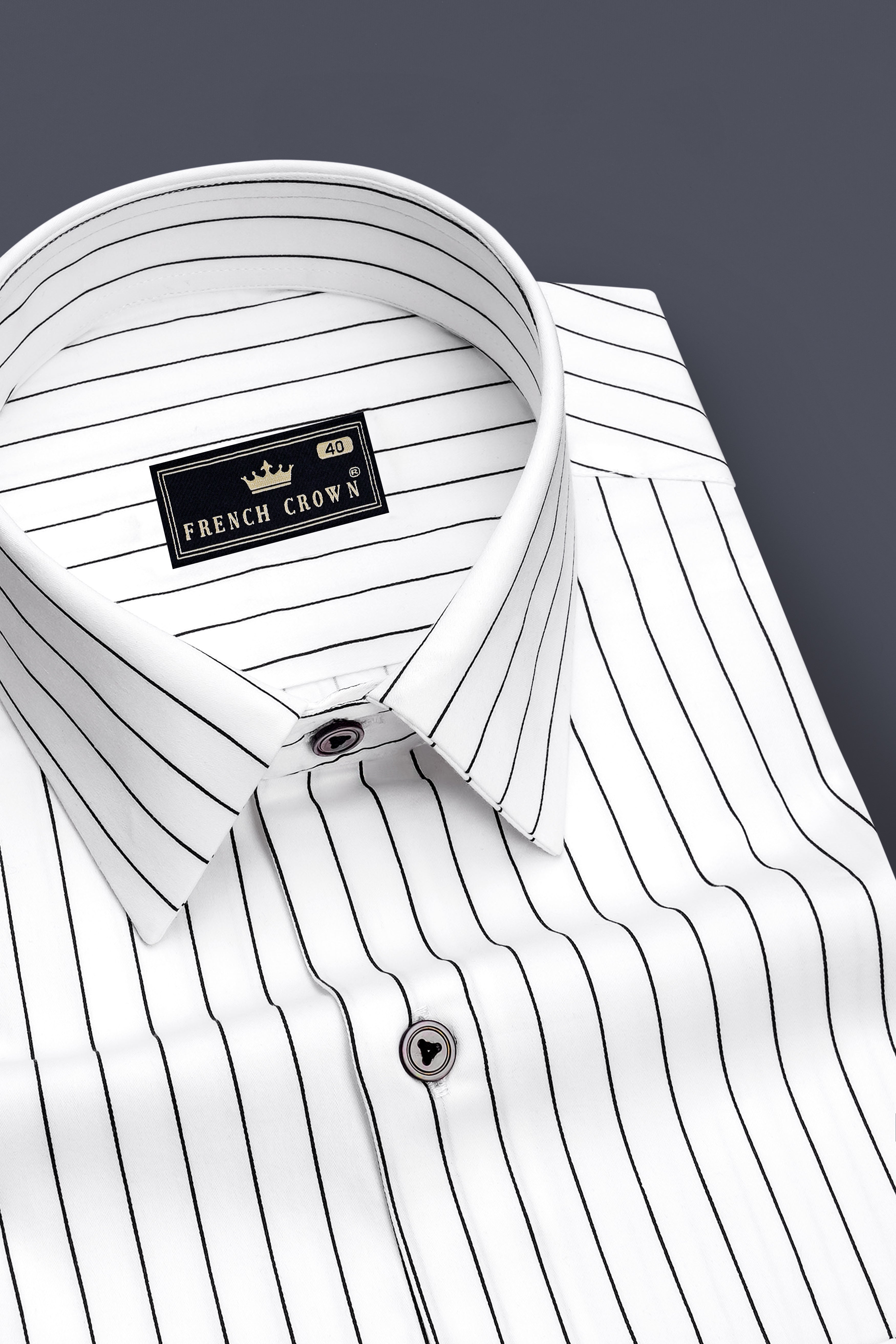 Aurum-Bright White And Jade Black Pin Striped Subtle Sheen Super Soft Premium Cotton Dress Shirt