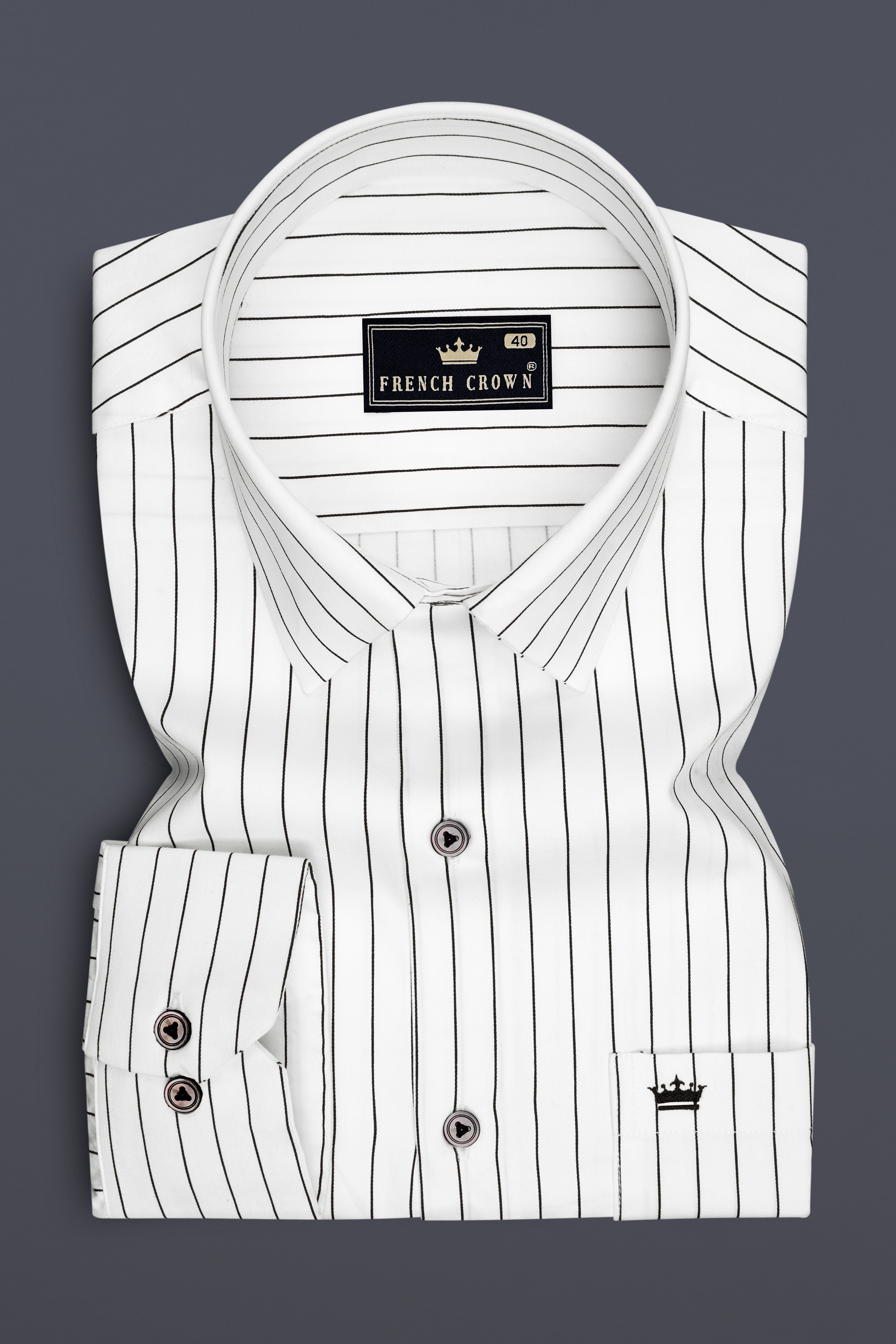 Aurum-Bright White And Jade Black Pin Striped Subtle Sheen Super Soft Premium Cotton Dress Shirt