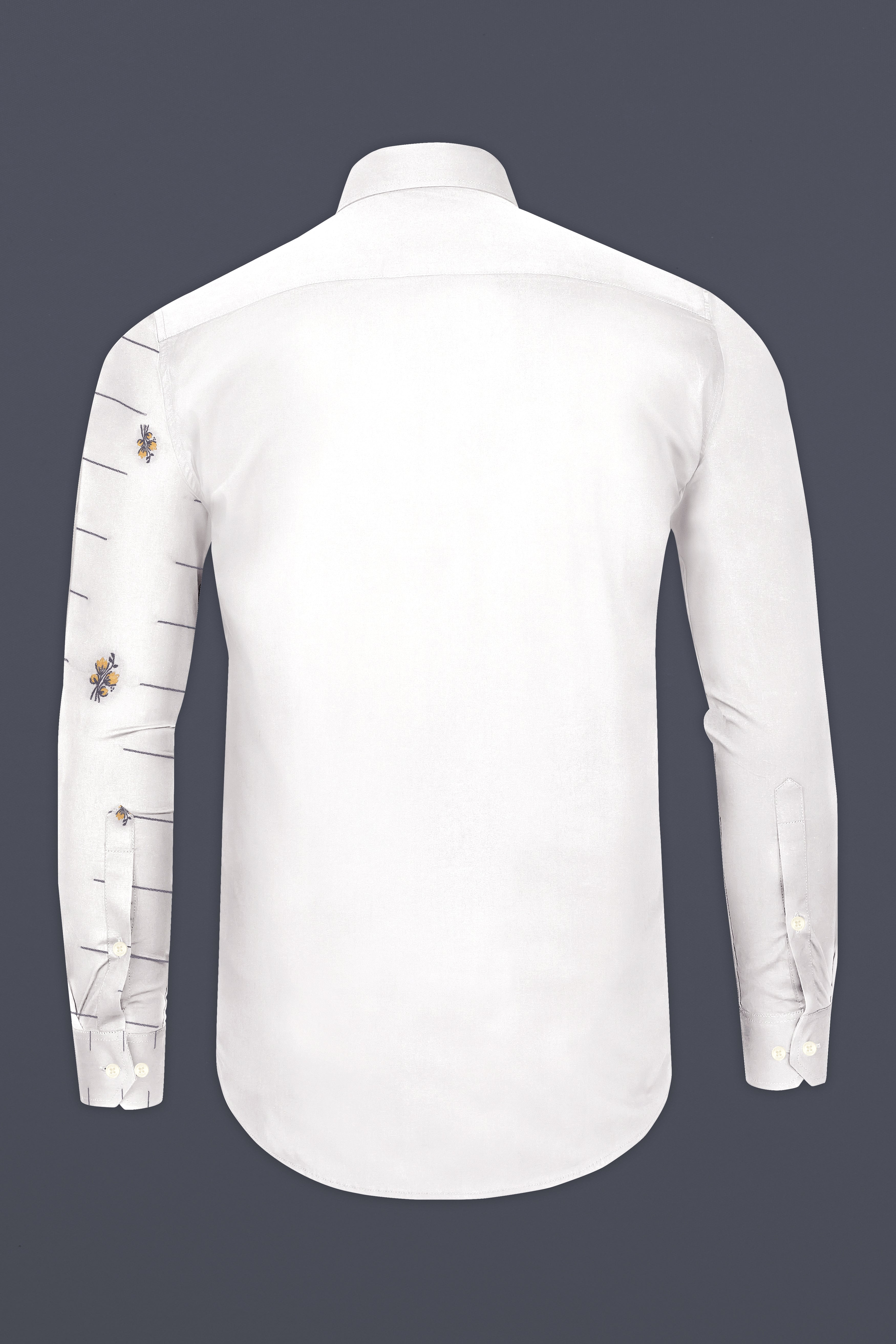 Alba-Bright White Printed Subtle Sheen Super Soft Premium Cotton Designer Casual Shirt