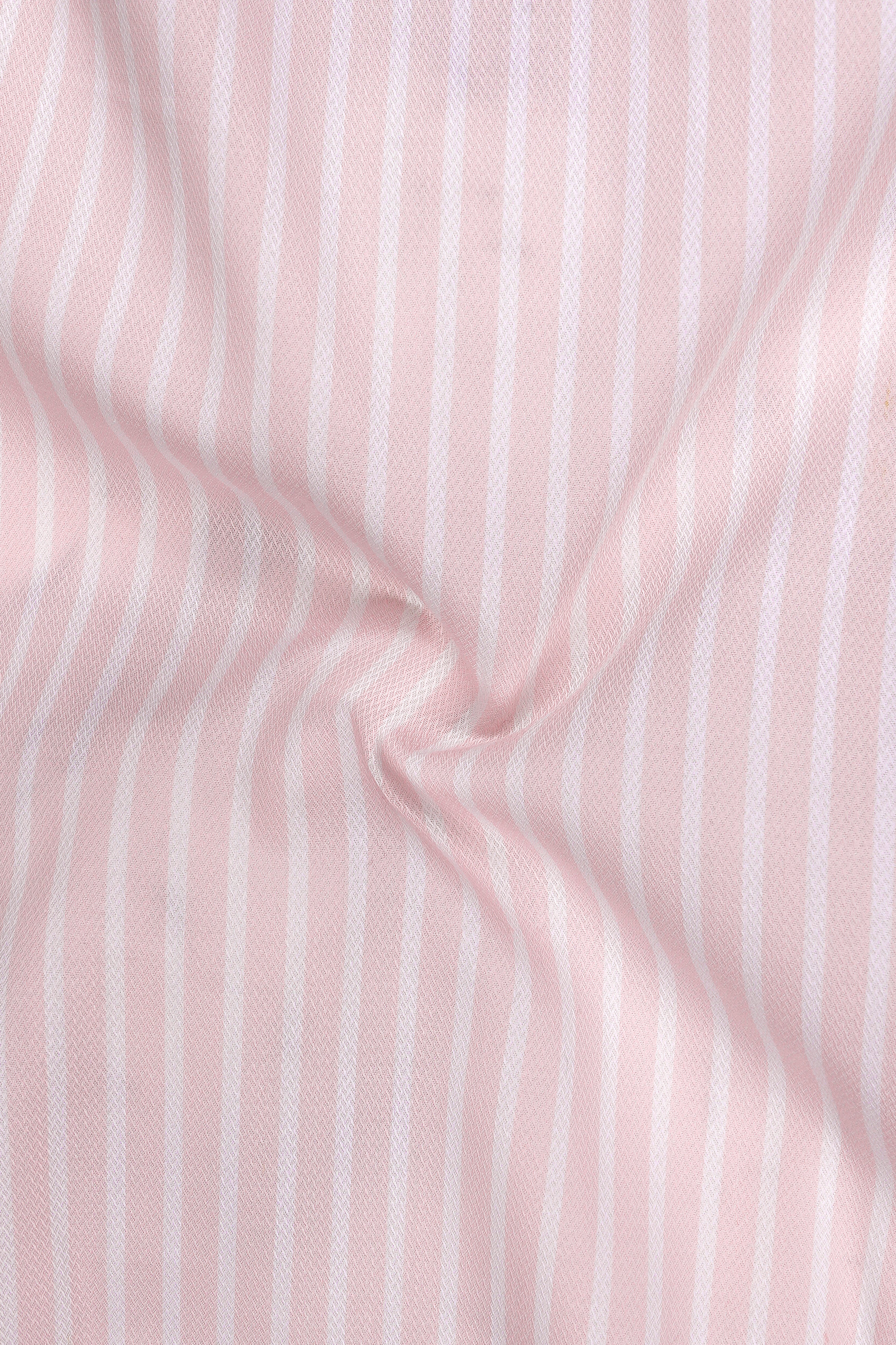 Roselle-Cavern Pink And Bright White Candy Striped Super Soft Premium Cotton Dress Button Down Shirt