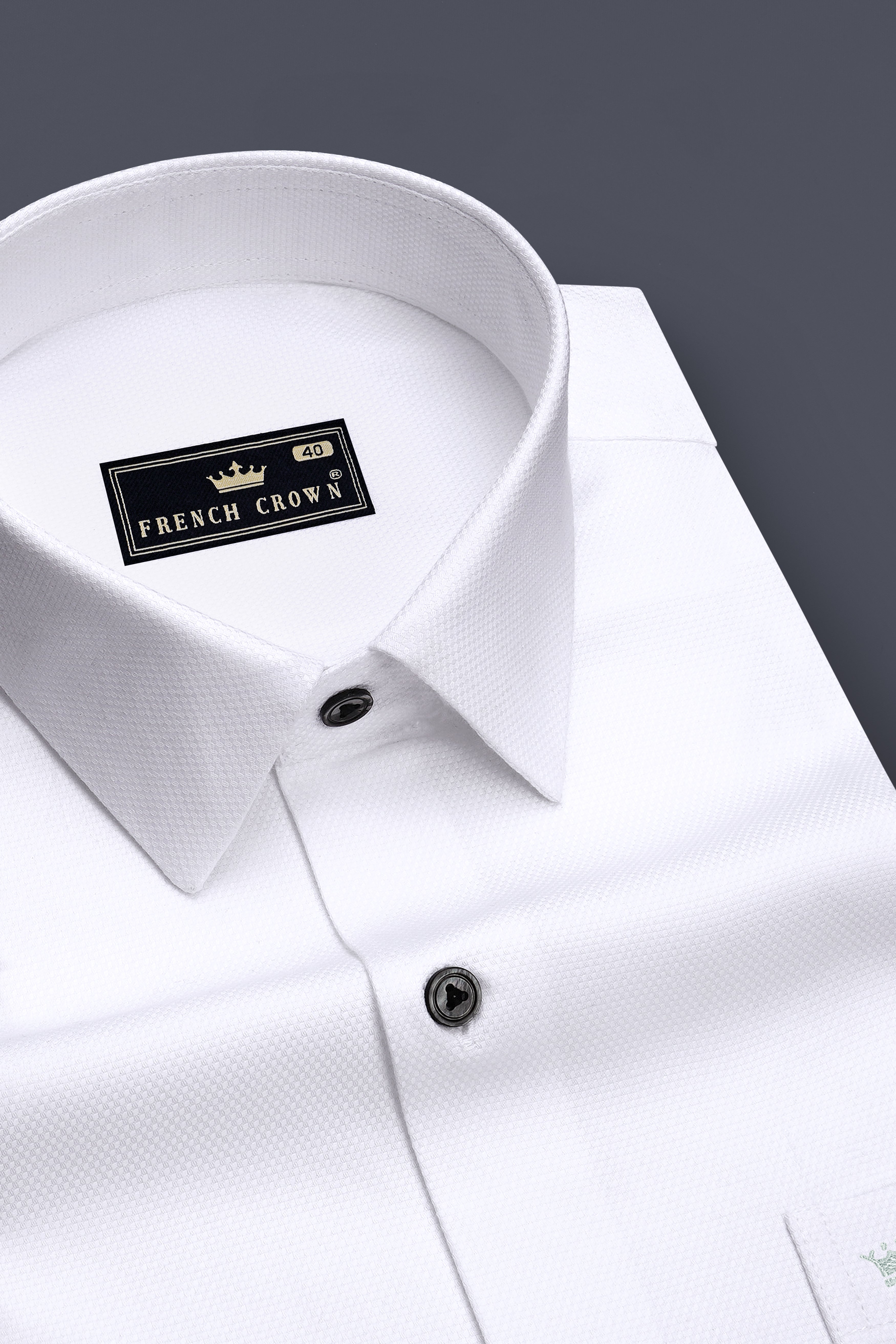 Eminence-Bright White Dobby Textured Premium Giza Cotton Dress Shirt