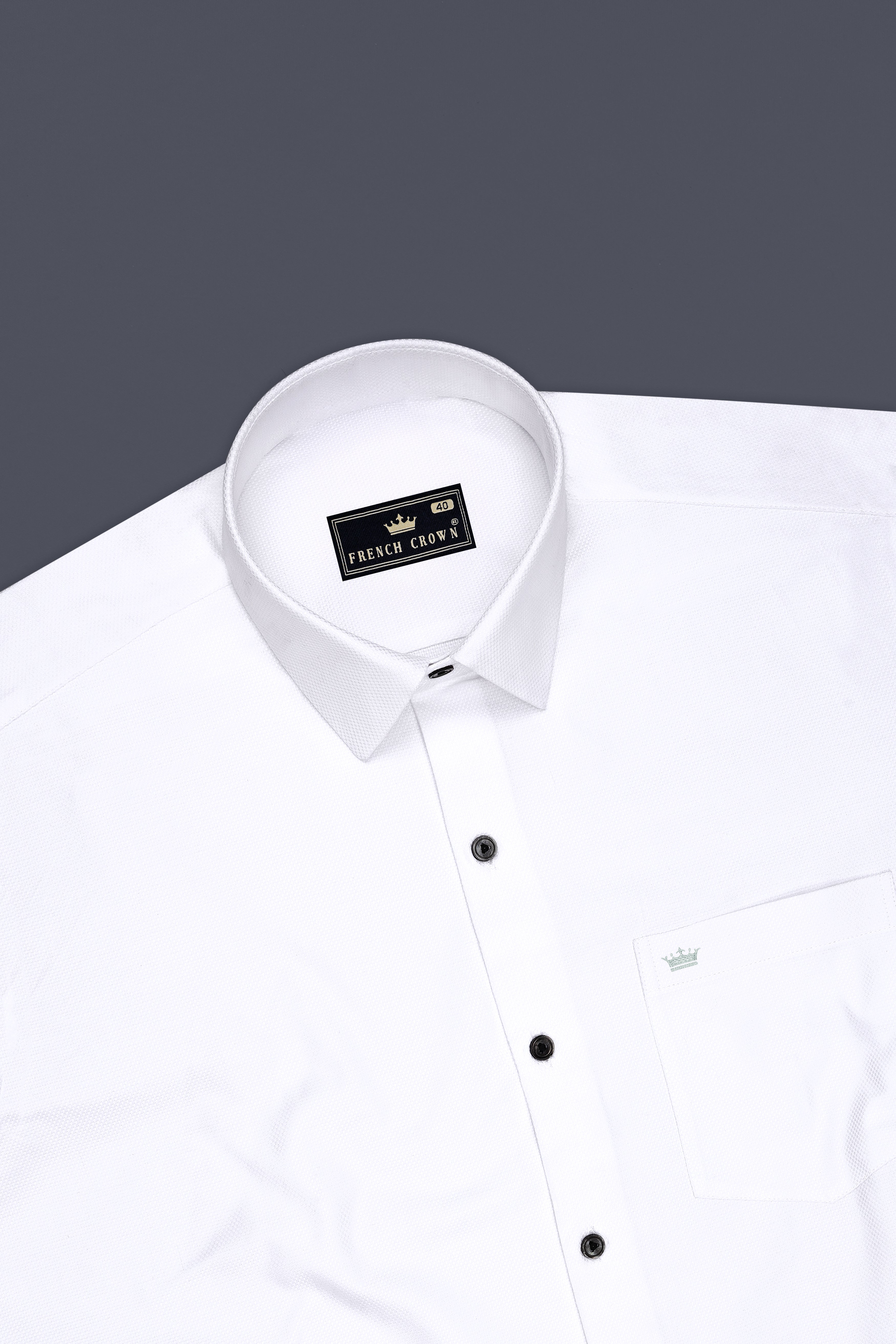 Eminence-Bright White Dobby Textured Premium Giza Cotton Dress Shirt