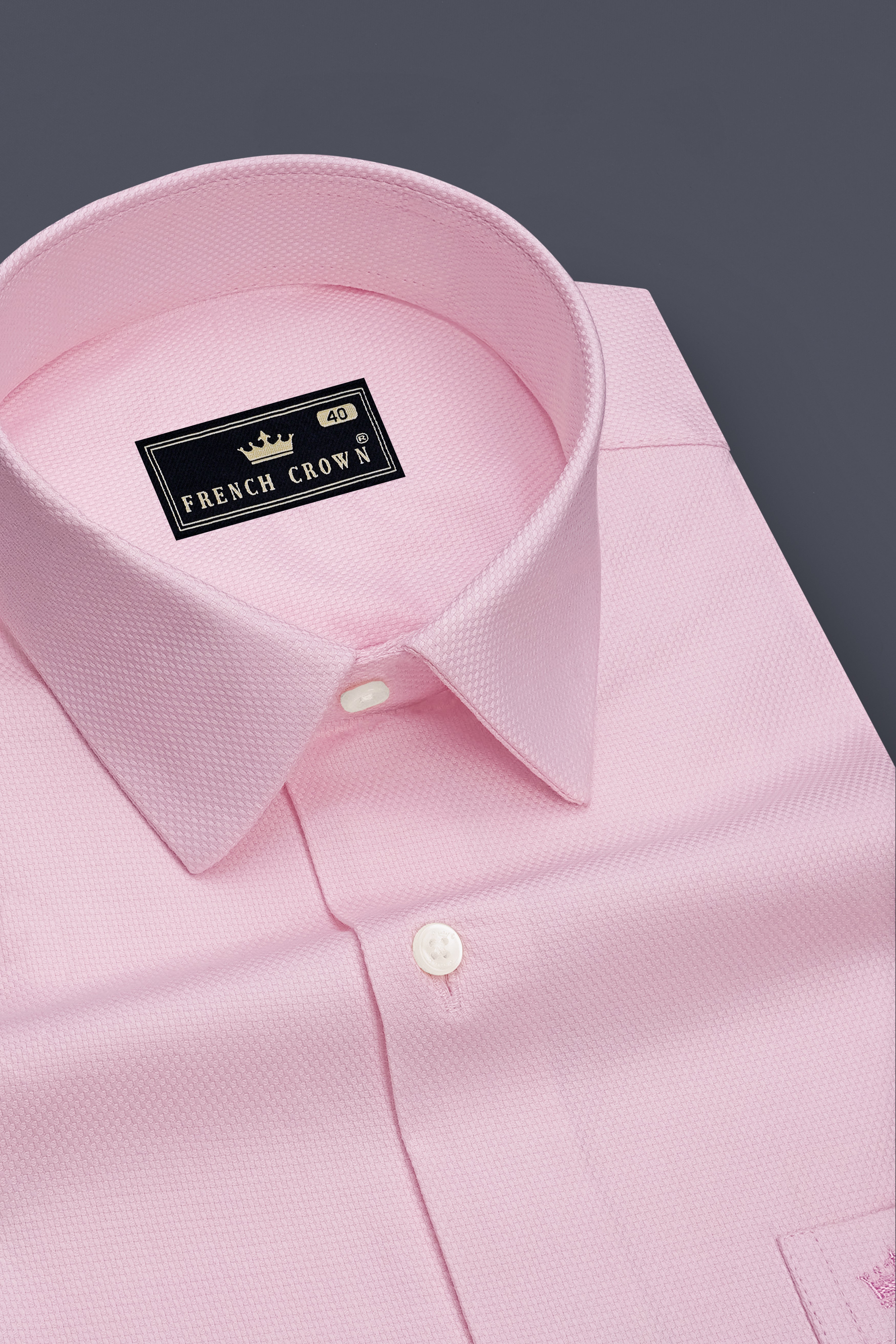 Velour-Melanie Pink Dobby Textured Premium Giza Cotton Dress Shirt