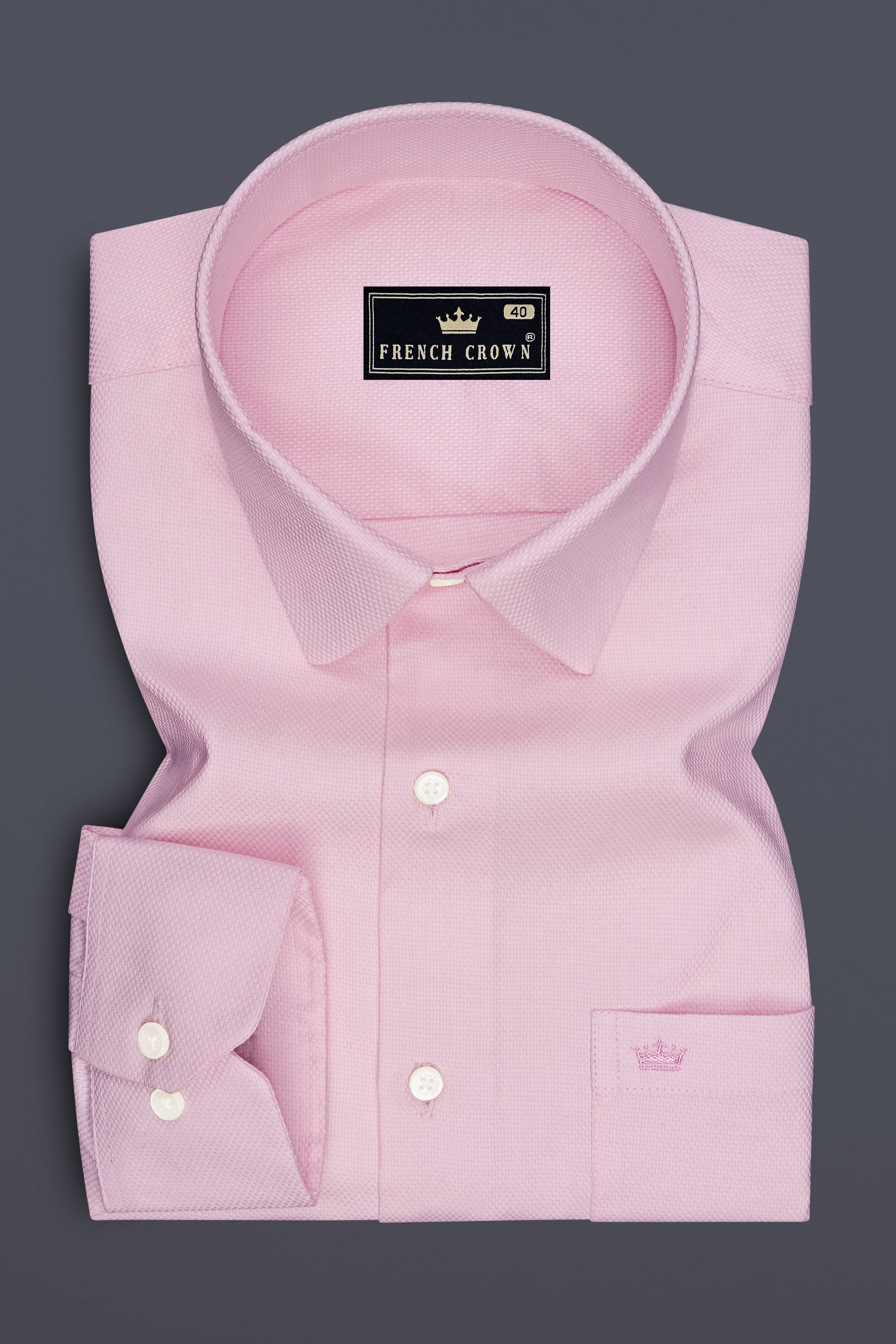 Velour-Melanie Pink Dobby Textured Premium Giza Cotton Dress Shirt