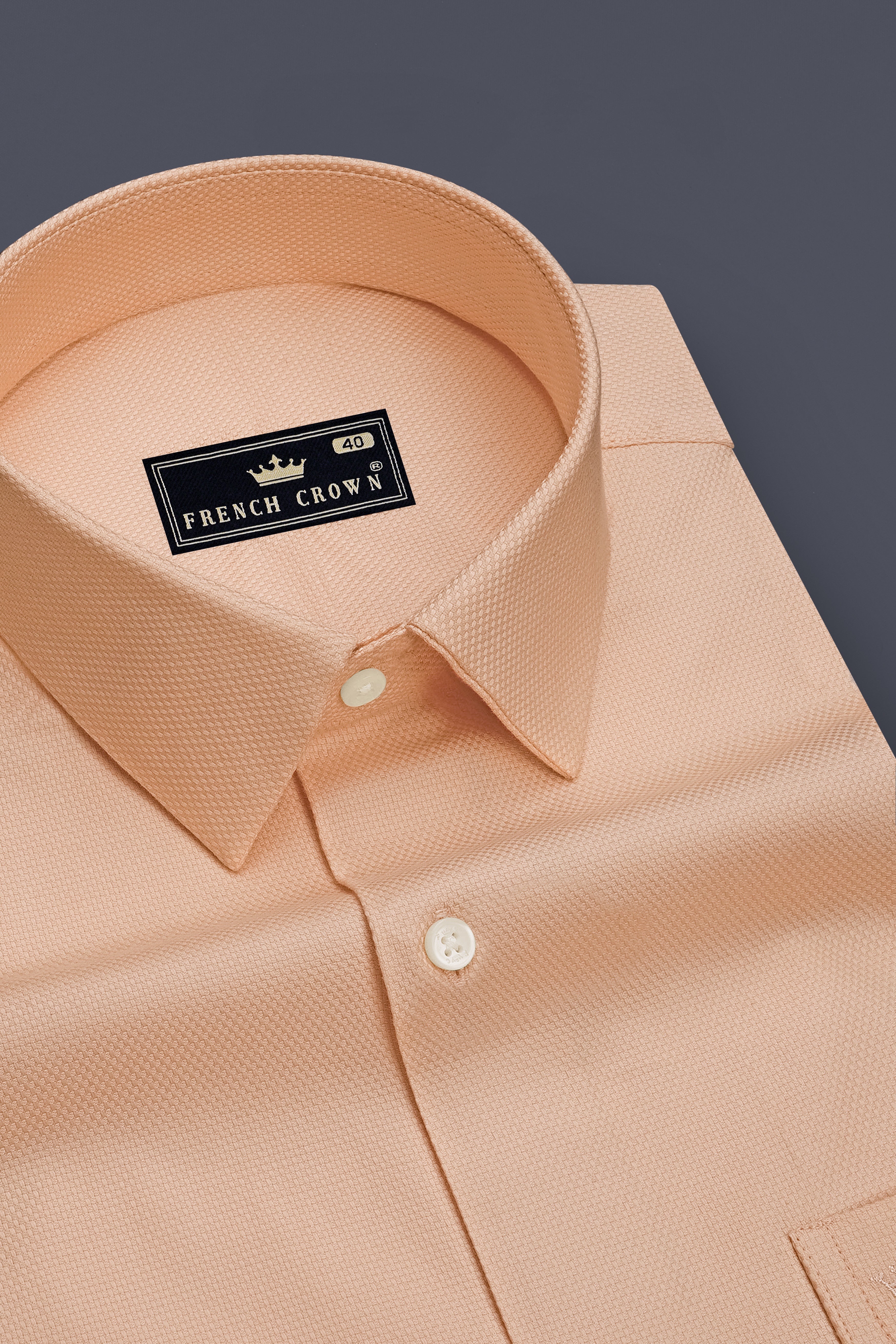 Veldt-Rodeo Dust Peach Dobby Textured Premium Giza Cotton Dress Shirt