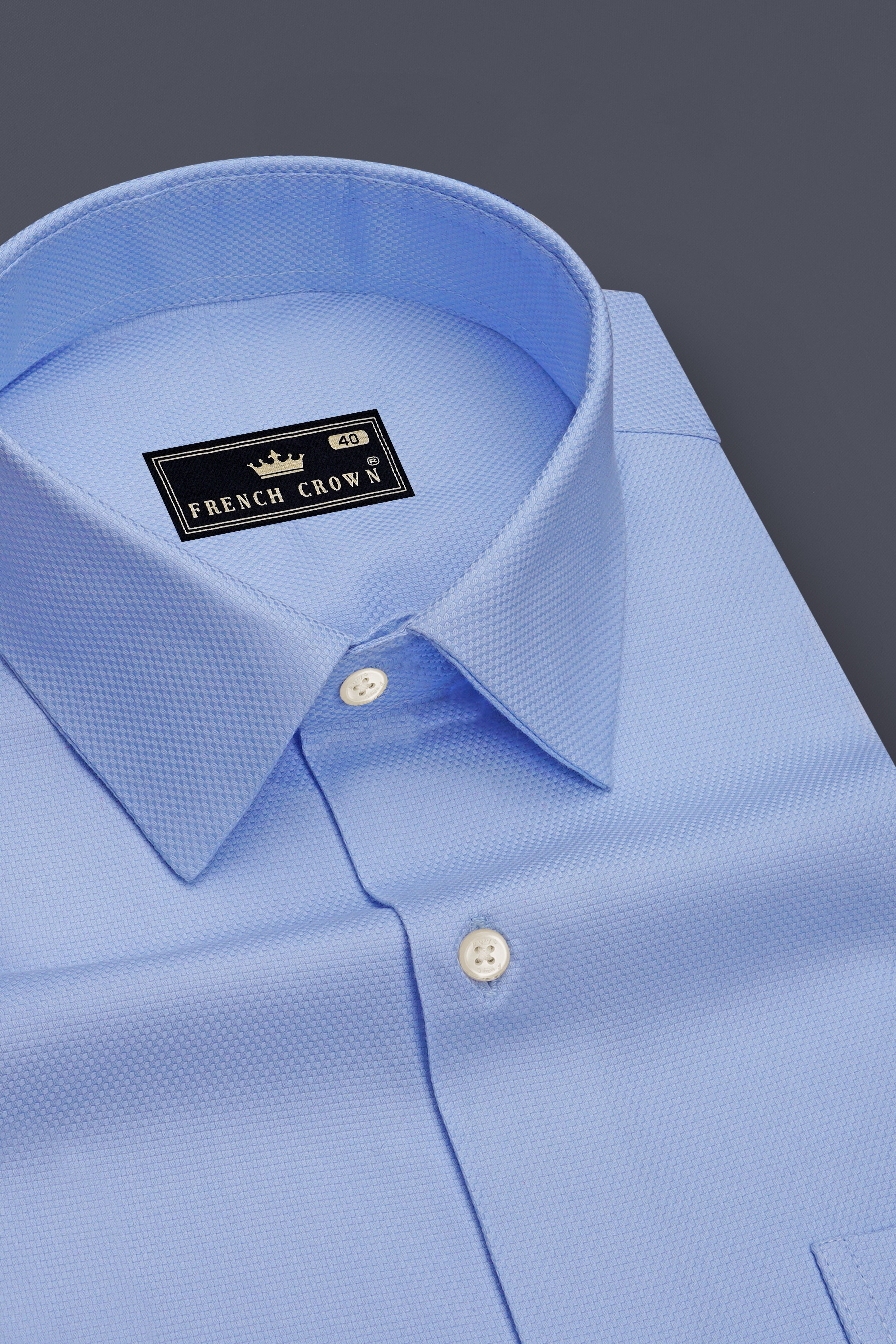 Sereno-Carolina Blue Dobby Textured Premium Giza Cotton Dress Shirt
