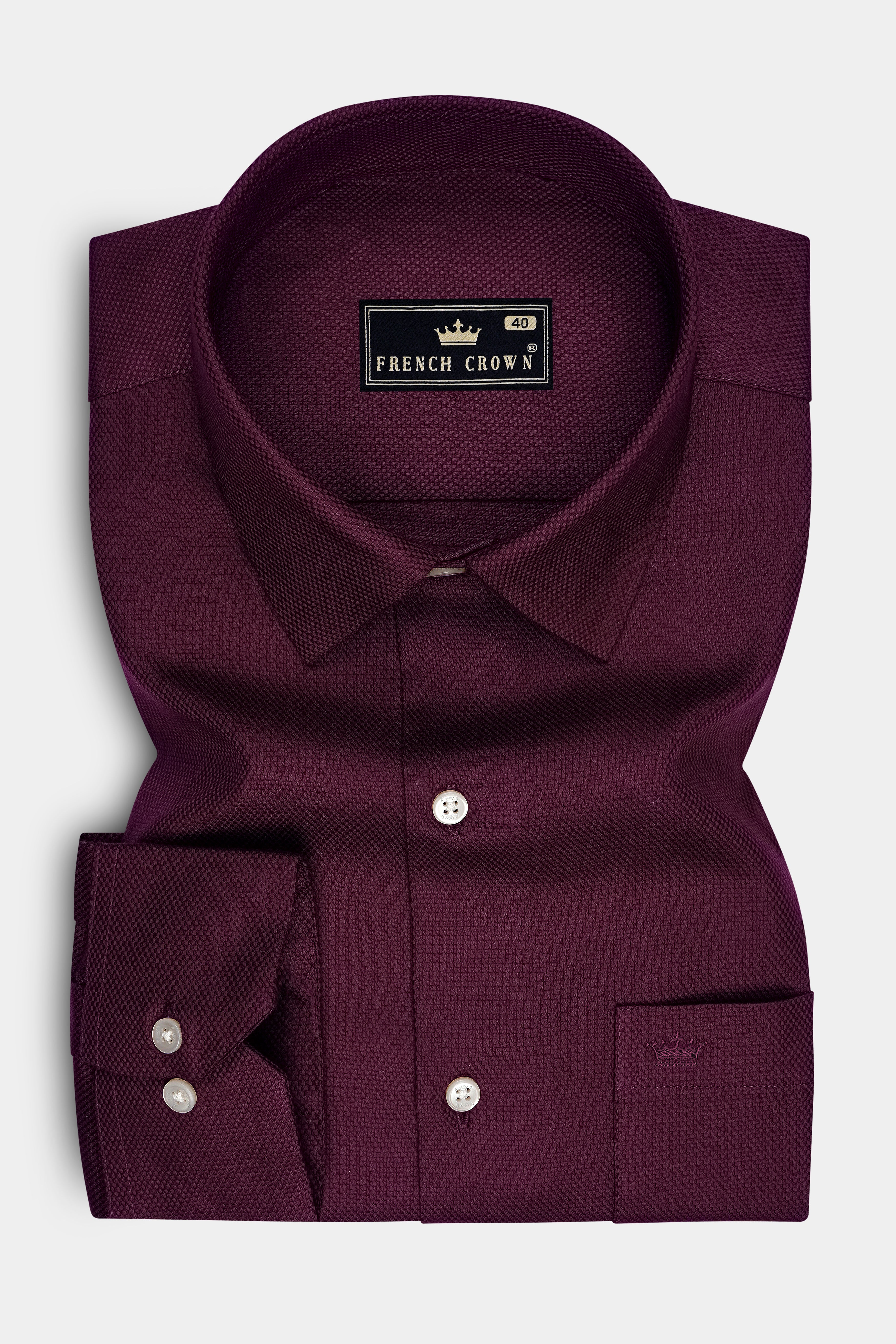 Violet-Crater Purple Dobby Textured Premium Giza Cotton Dress Shirt
