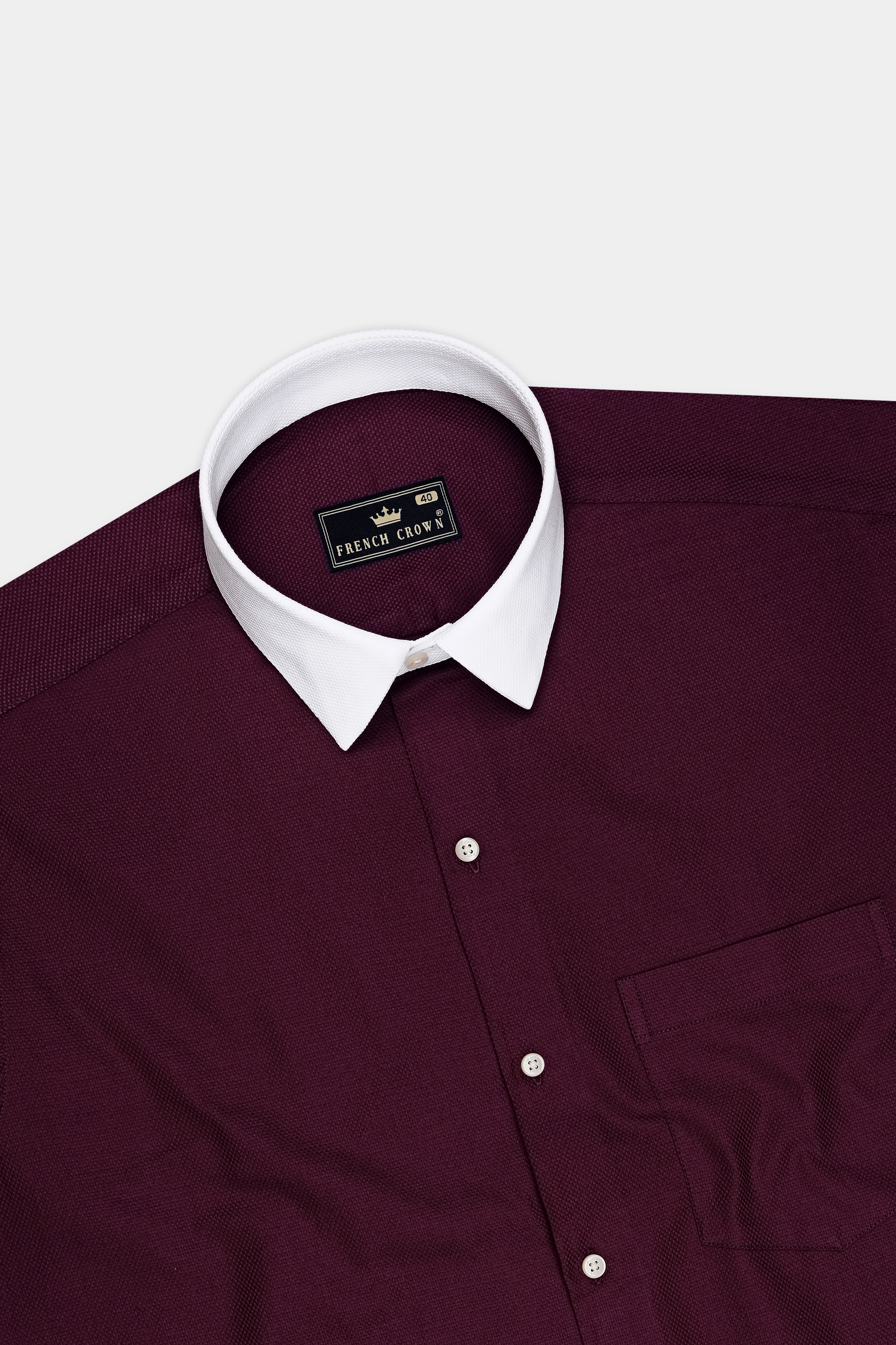 Violet-Crater Purple Dobby Textured Premium Giza Cotton White Cuff Collar Dress Shirt