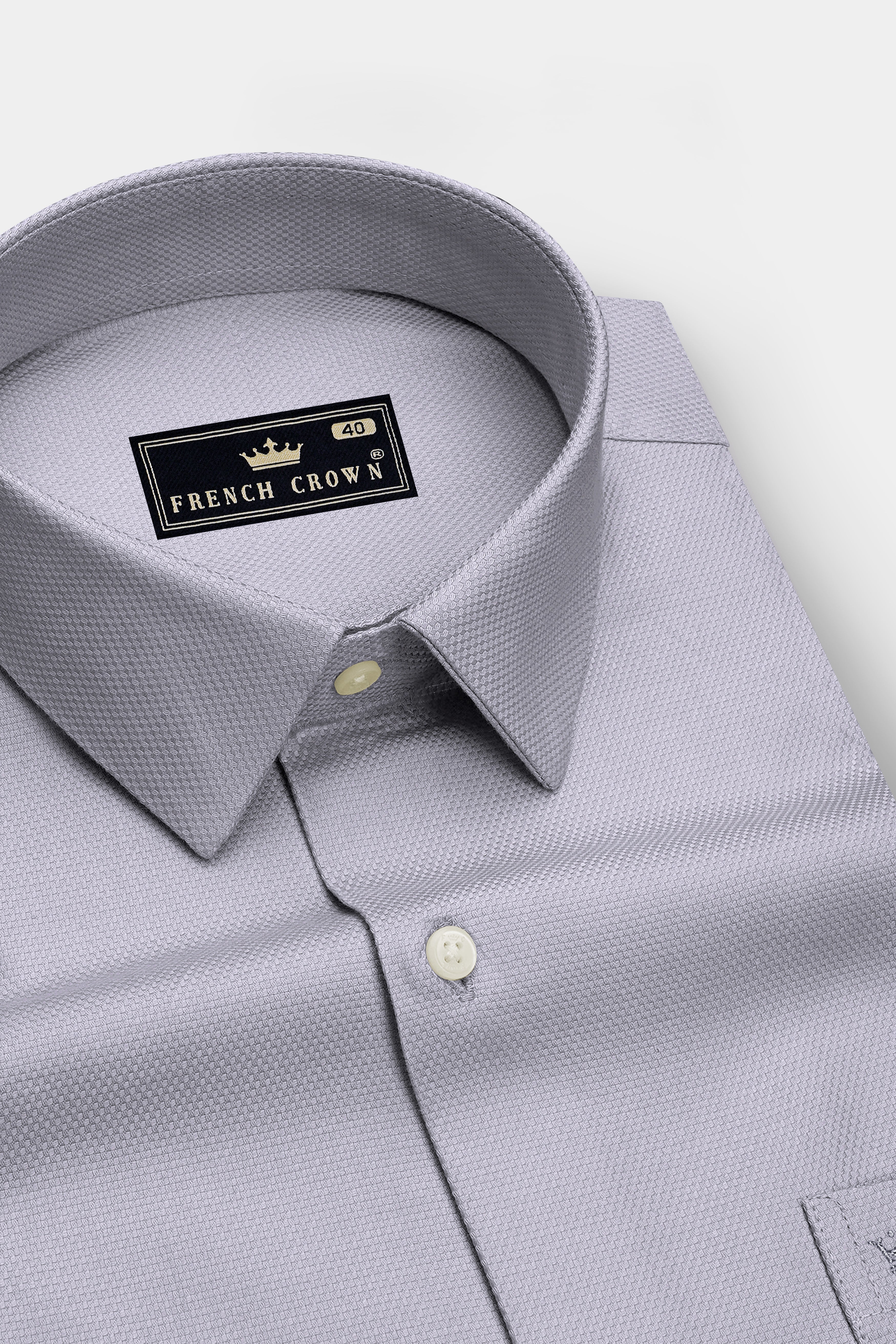 Silva-Wisteria Gray Dobby Textured Premium Giza Cotton Dress Shirt