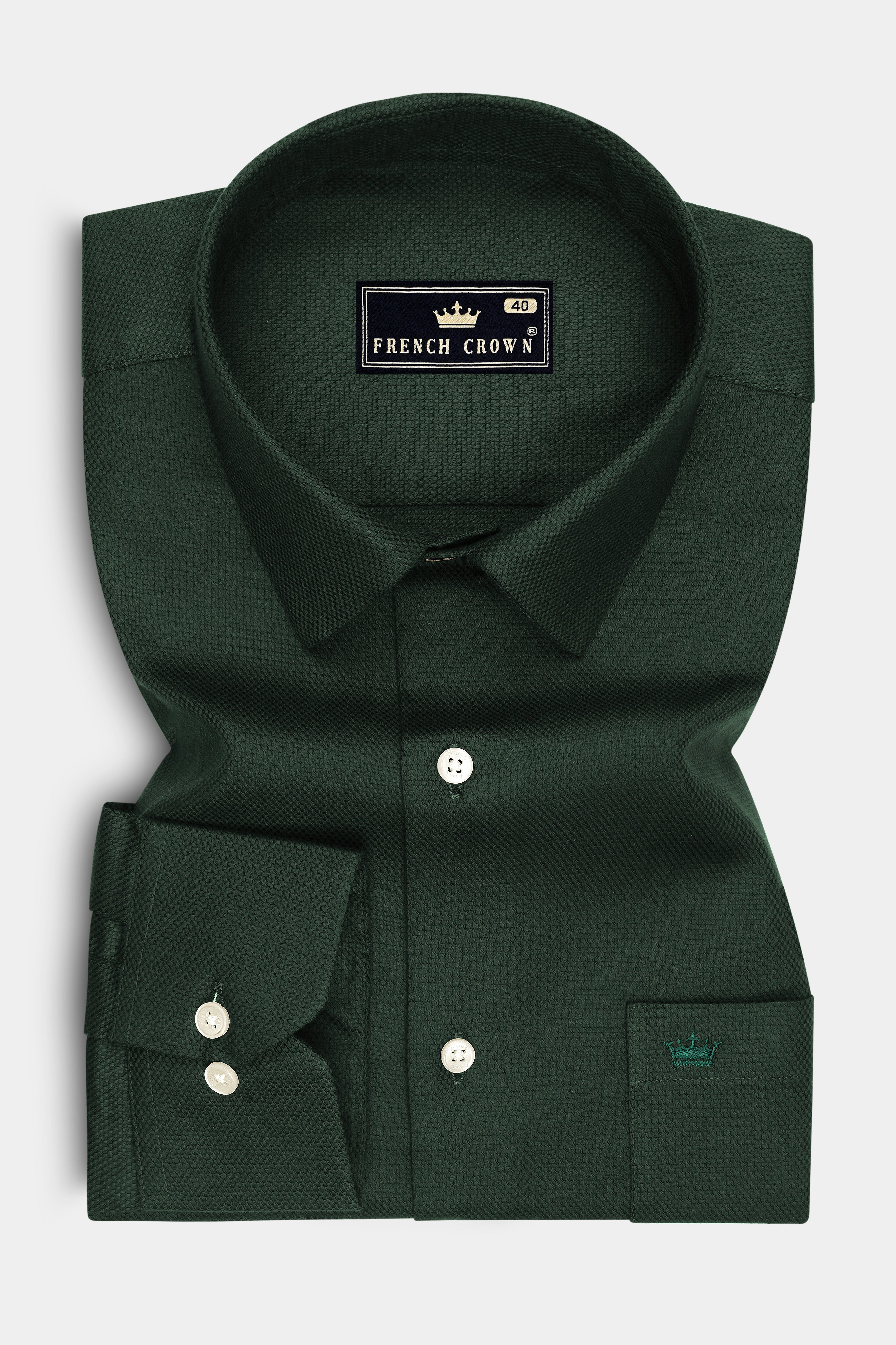 Foresta-Timber Green Dobby Textured Premium Giza Cotton Dress Shirt