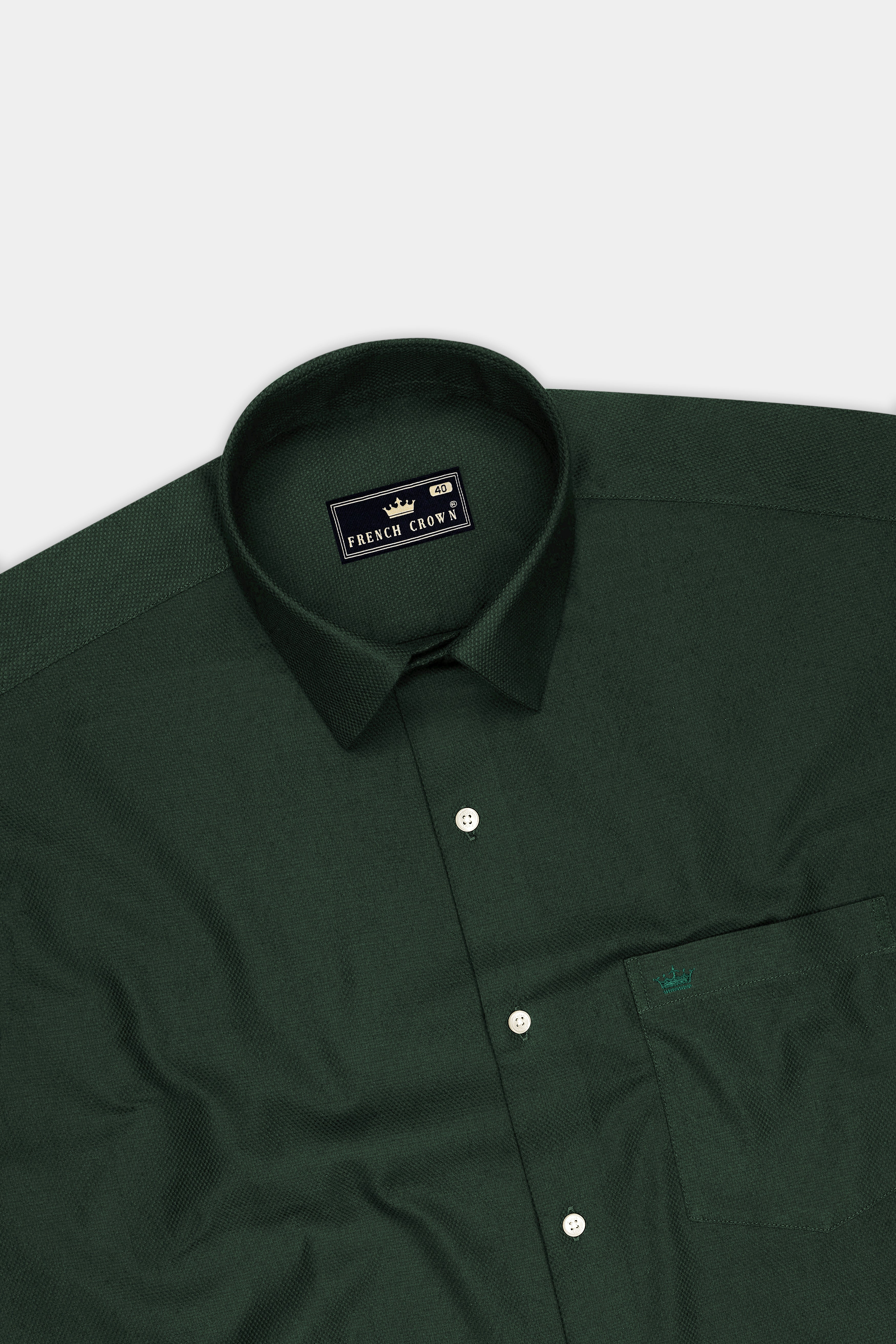 Foresta-Timber Green Dobby Textured Premium Giza Cotton Dress Shirt