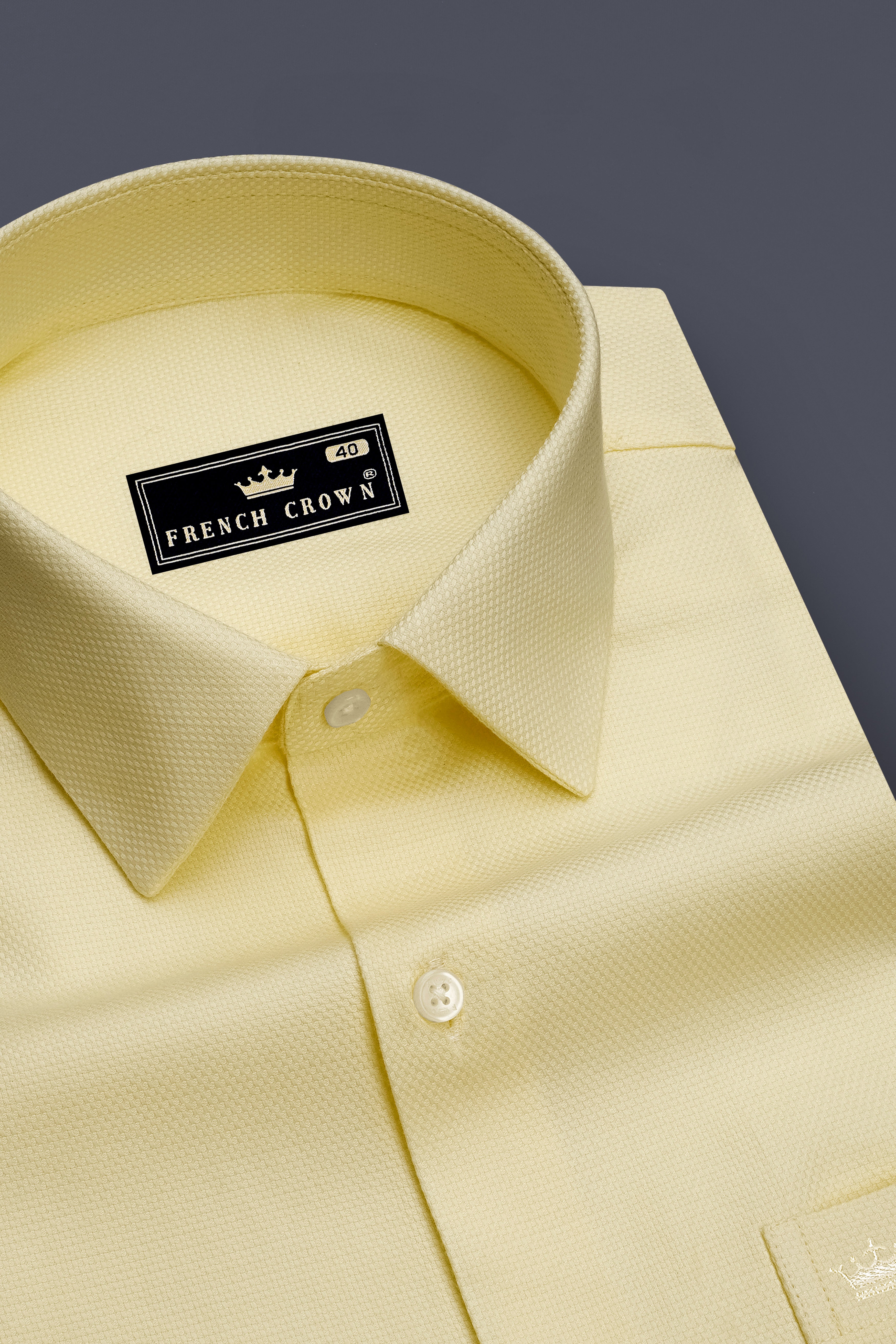 Saffron-Pavlova Yellow Dobby Textured Premium Giza Cotton Dress Shirt