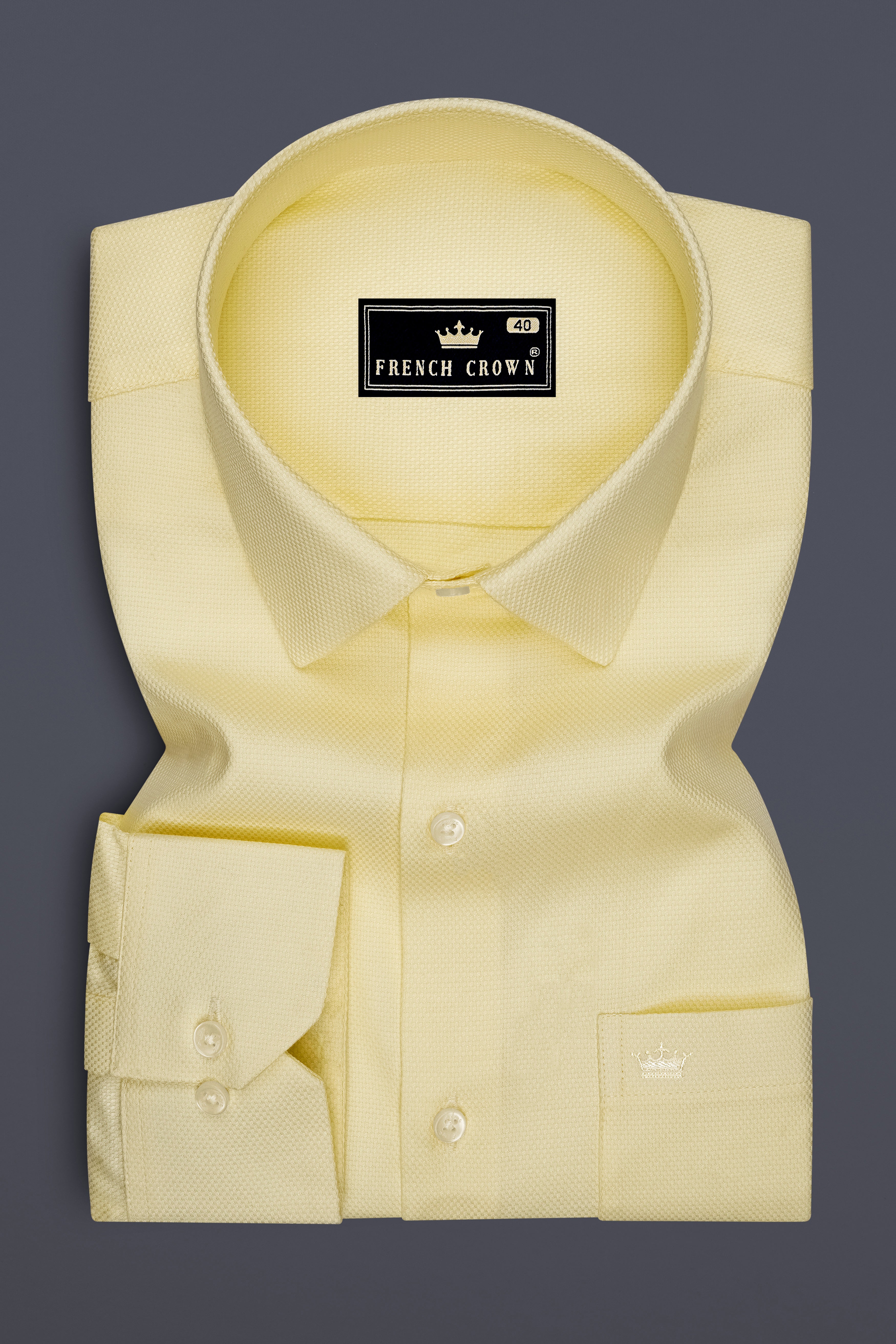 Saffron-Pavlova Yellow Dobby Textured Premium Giza Cotton Dress Shirt