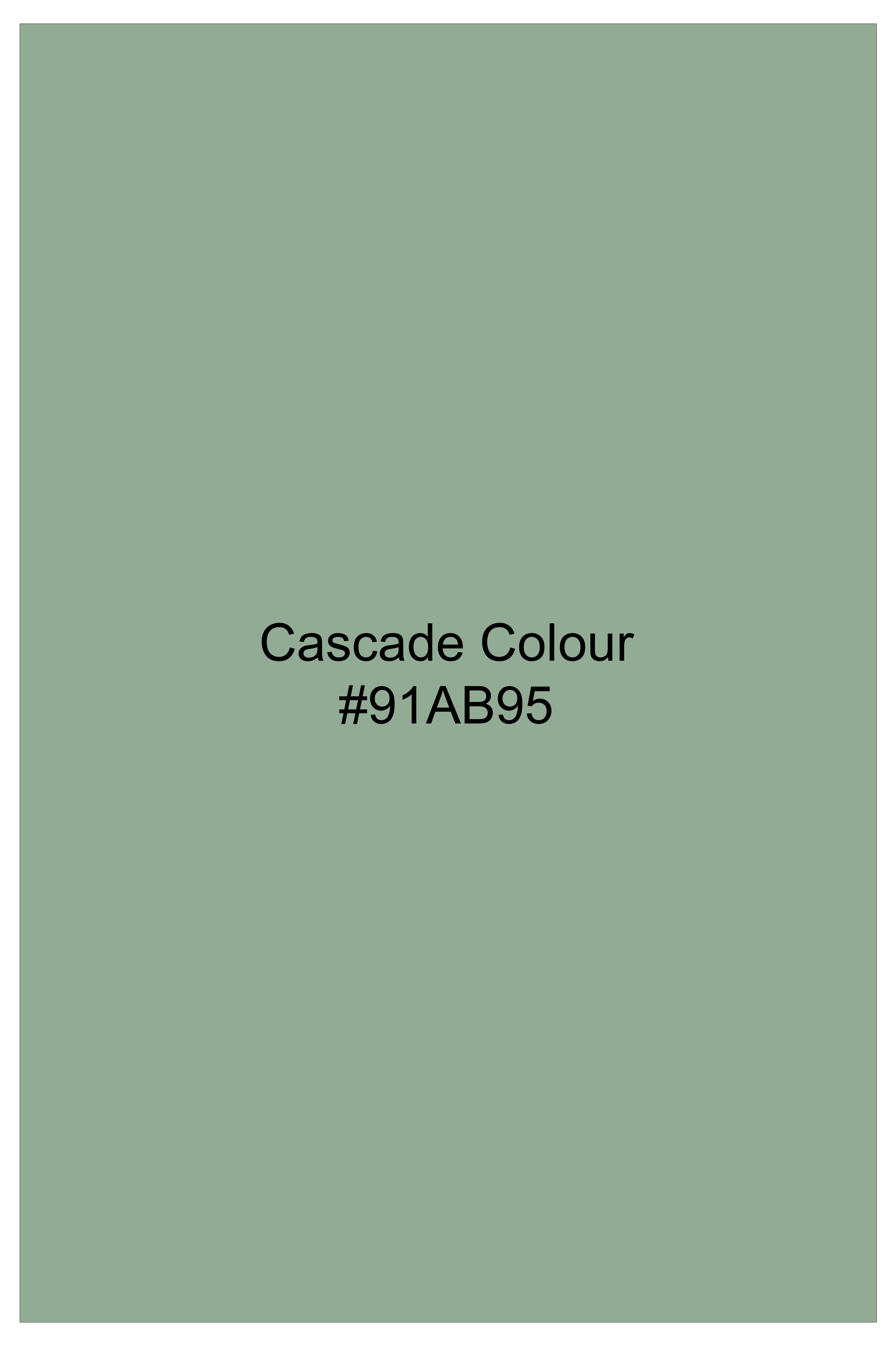 Crest-Cascade Green Dobby Textured Premium Giza Cotton White Cuff Collar Dress Shirt
