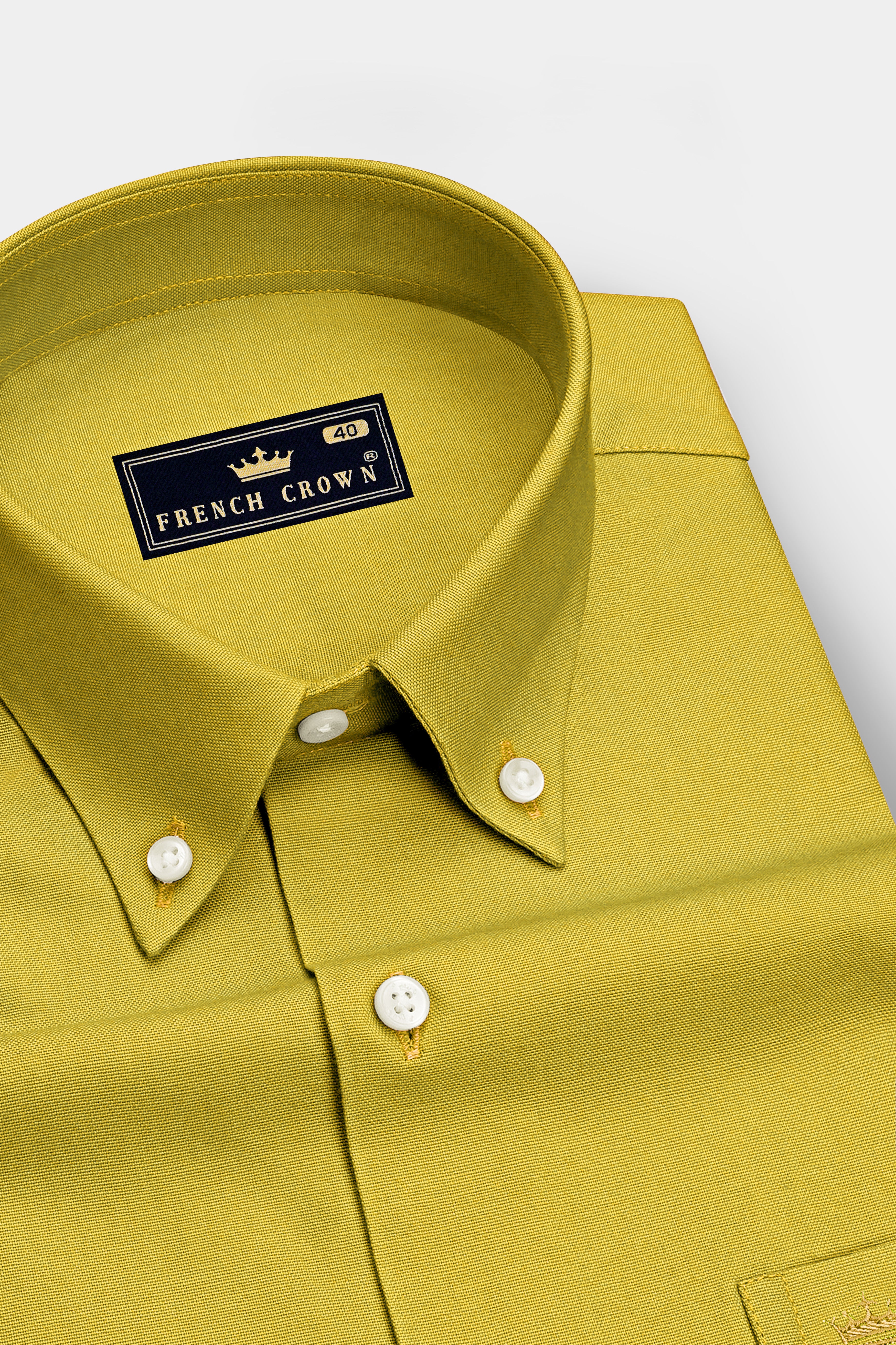 Auron-Mustard Yellow Oxford Premium Cotton Dress Button Down Shirt
