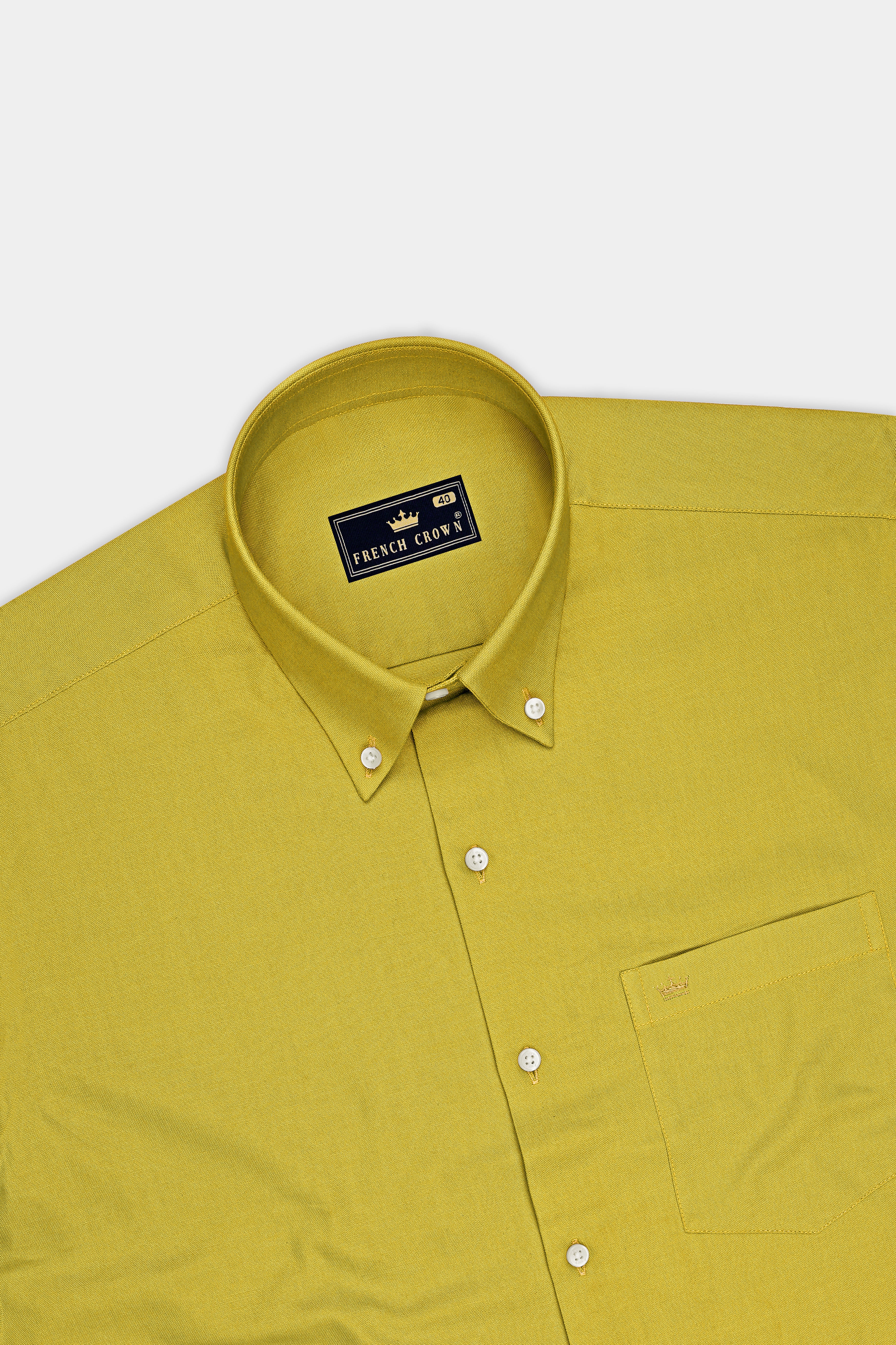 Auron-Mustard Yellow Oxford Premium Cotton Dress Button Down Shirt