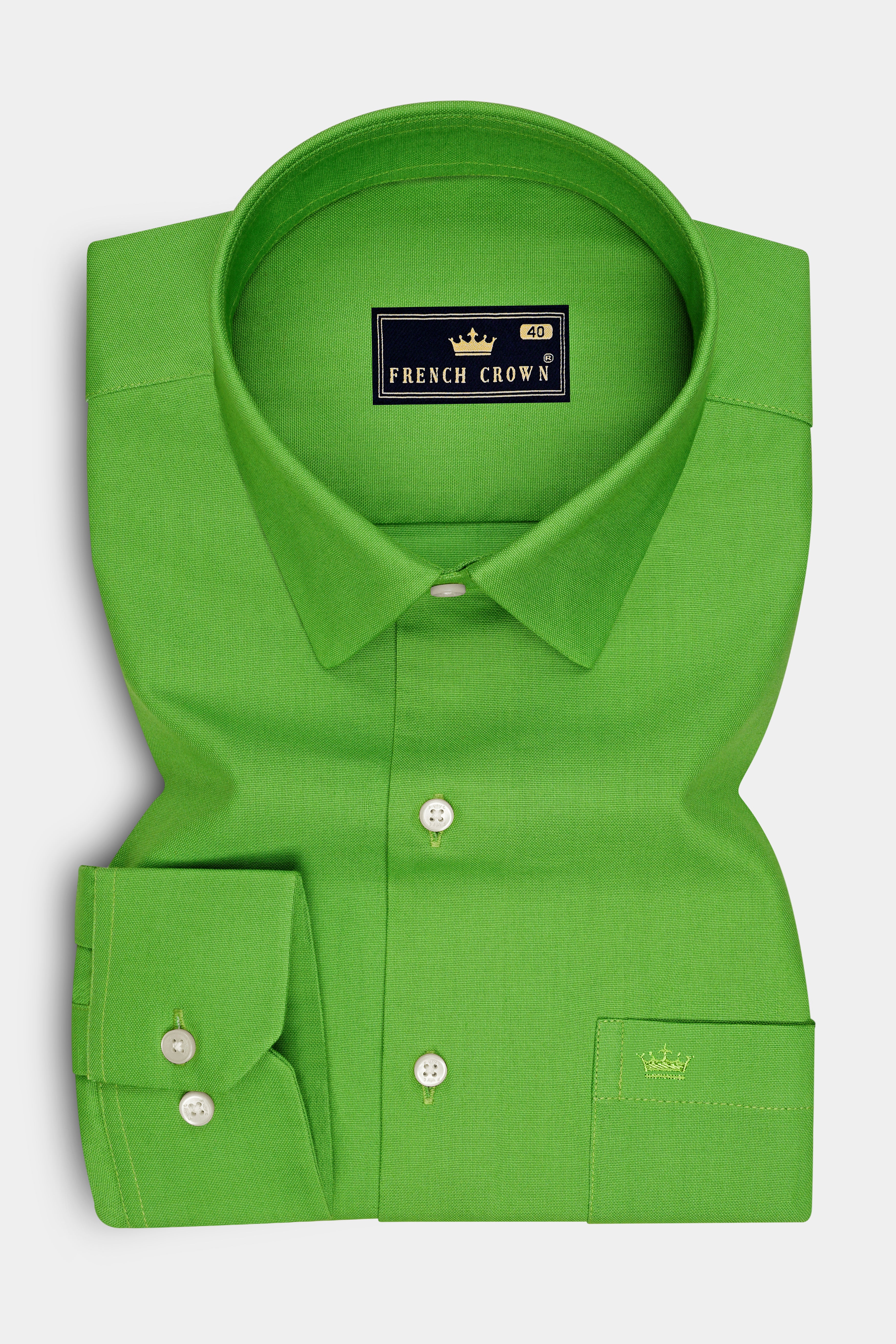 Virent-Mantis Green Oxford Premium Cotton Dress Shirt