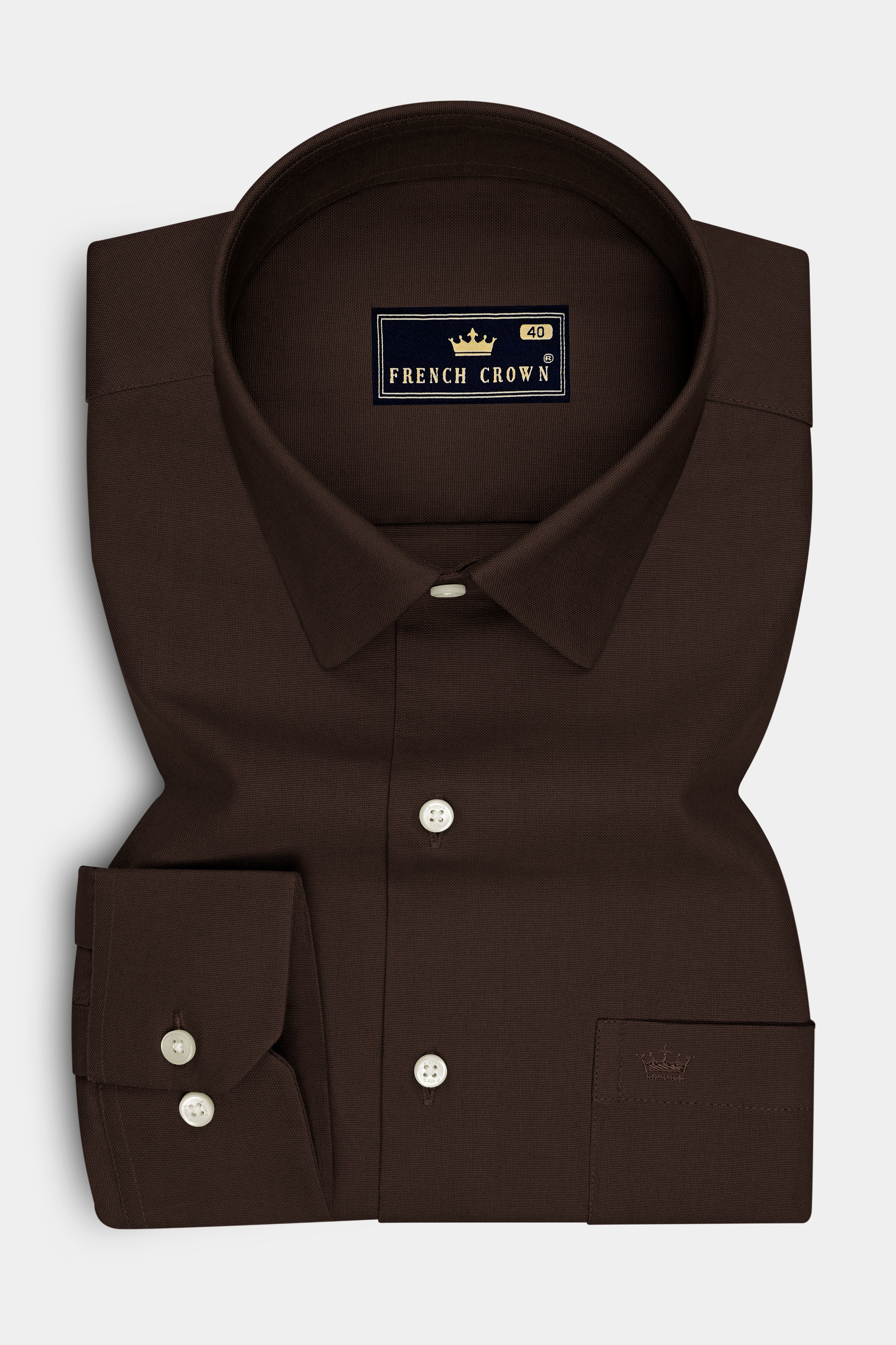 Russet-Iroko Brown Oxford Premium Cotton Dress Shirt