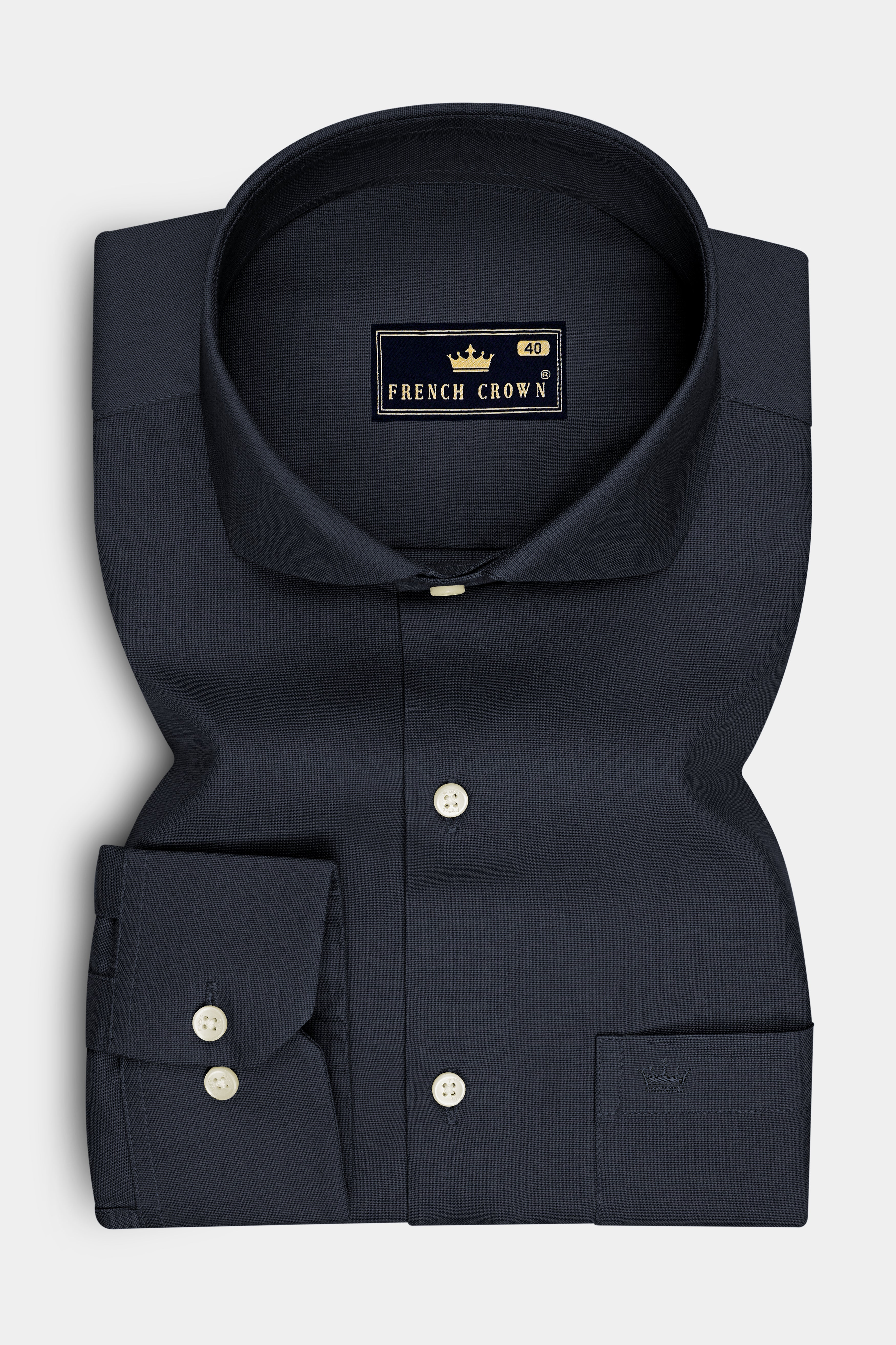 Slateon-Charcoal Grey Oxford Premium Cotton Dress Cut Away Shirt