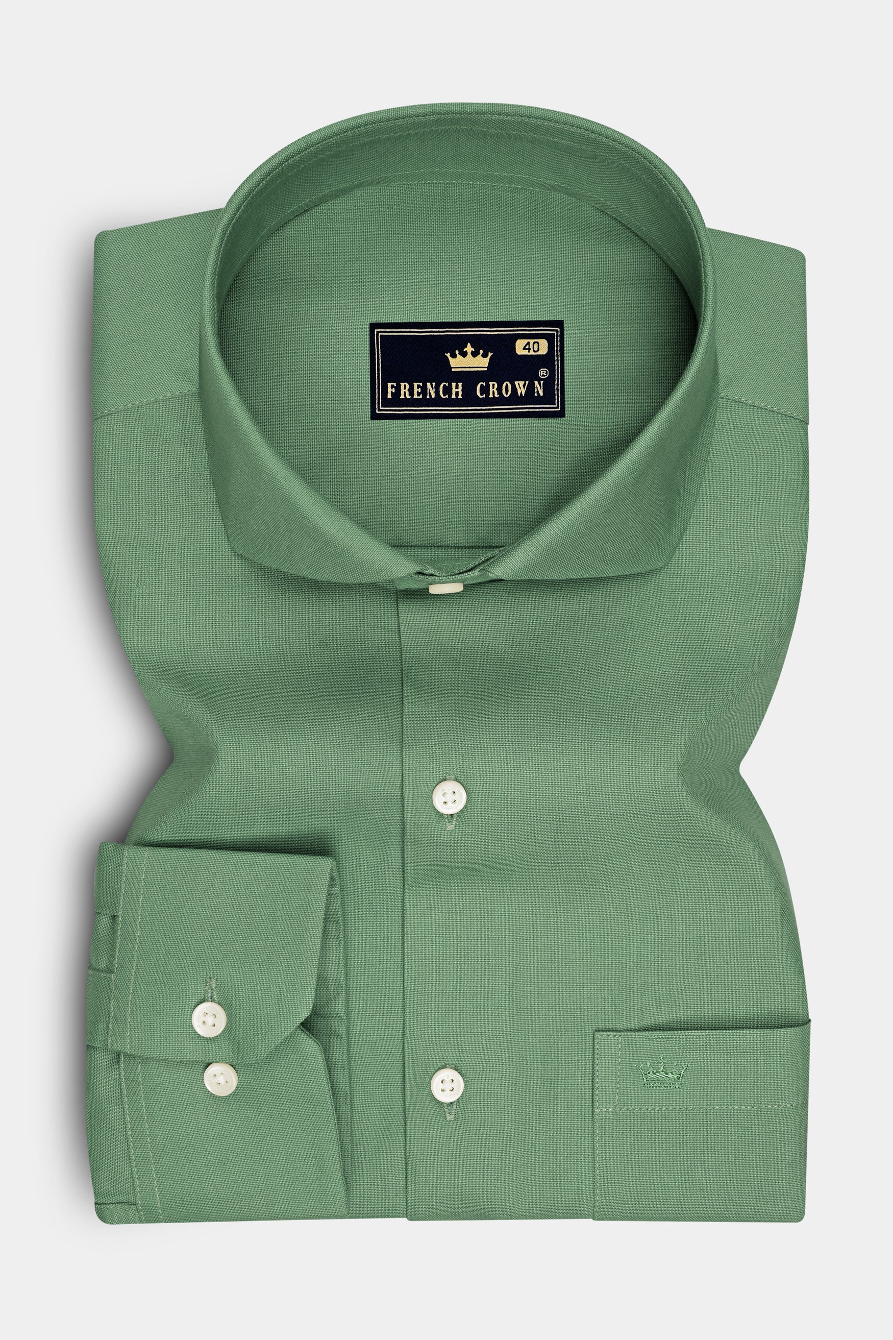 Sageon-Cactus Green Oxford Premium Cotton Dress Cut Away Shirt