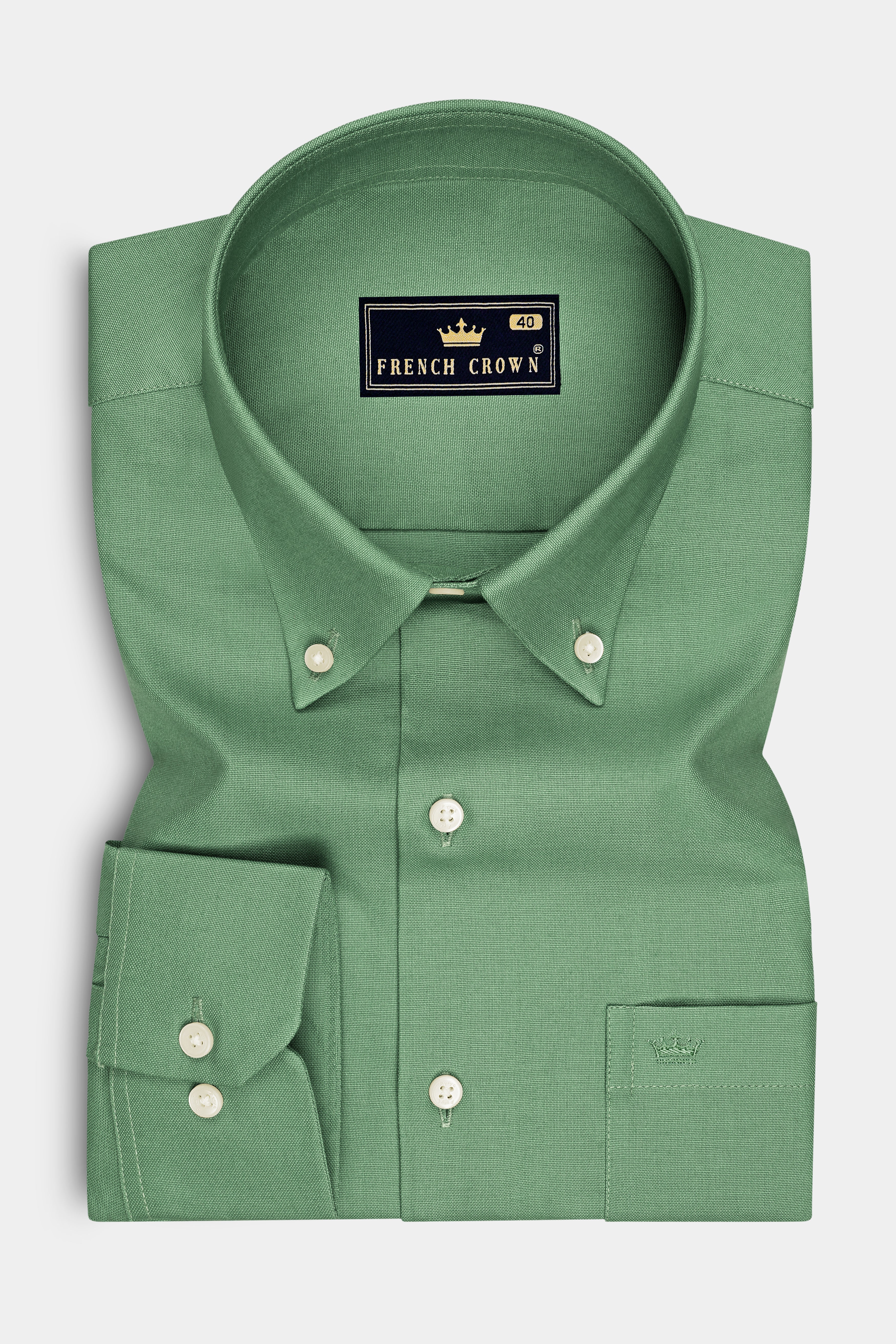 Sageon-Cactus Green Oxford Premium Cotton Dress Button Down Shirt