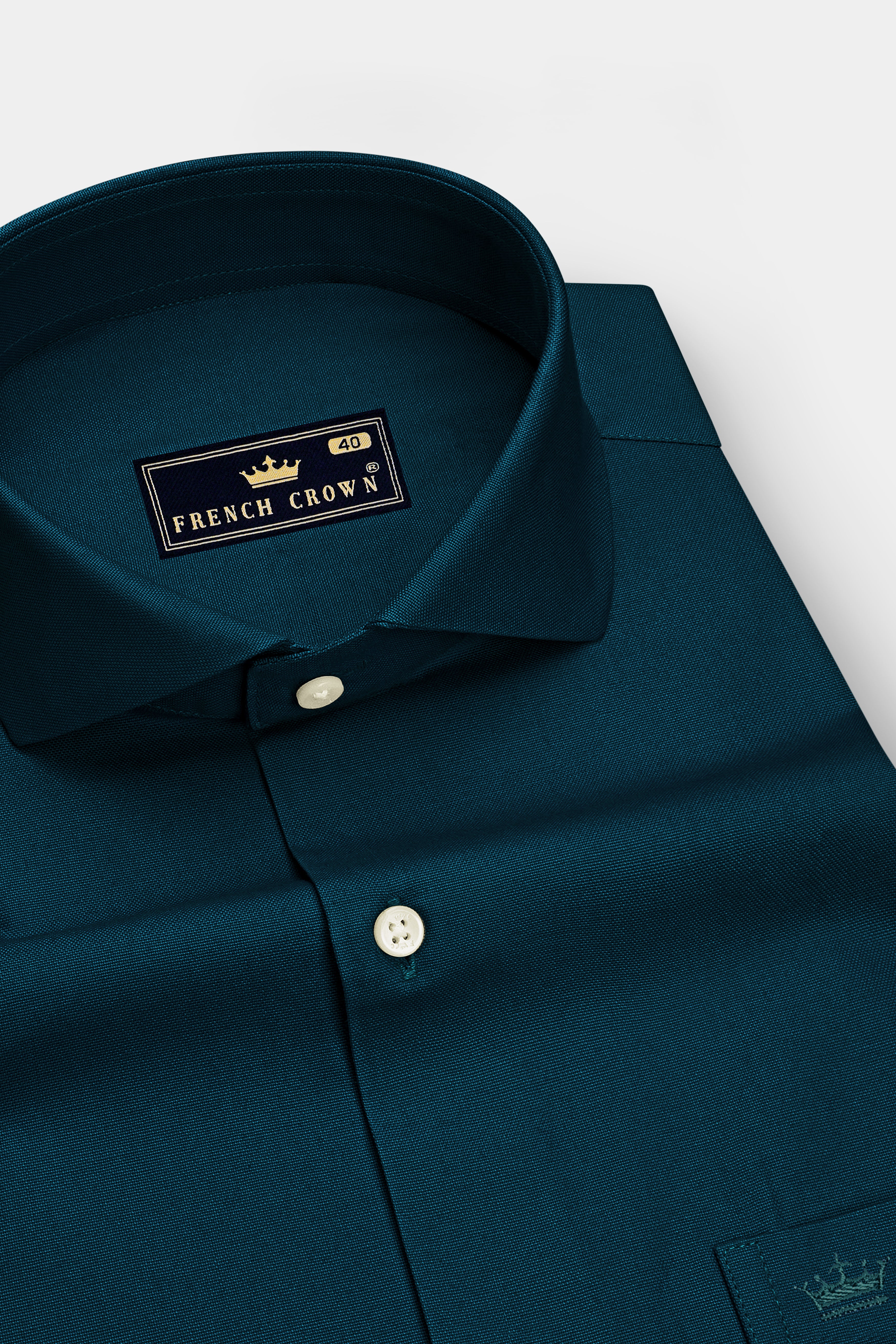 Virenzo-Teal Green Oxford Premium Cotton Dress Cut Away Shirt