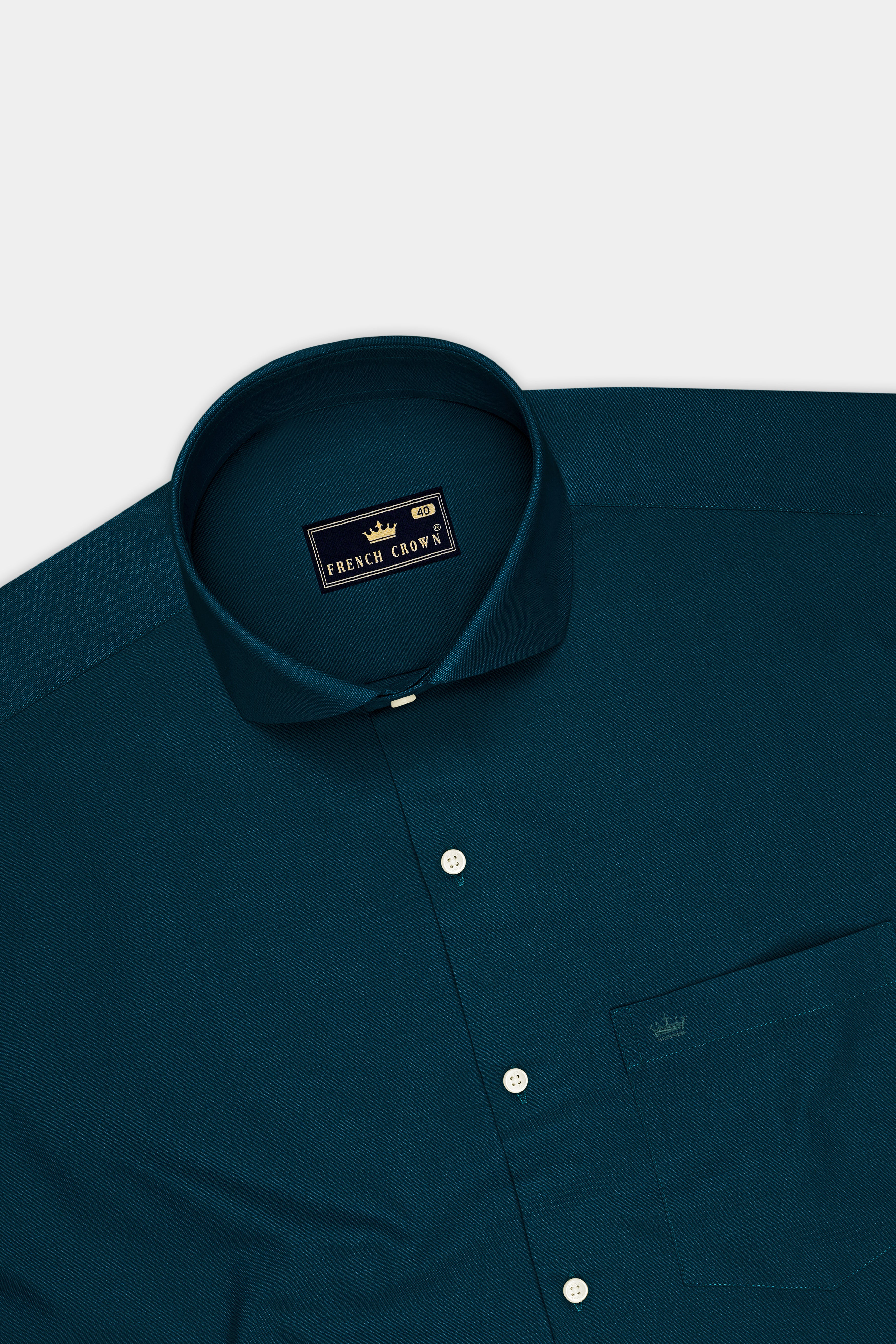 Virenzo-Teal Green Oxford Premium Cotton Dress Cut Away Shirt