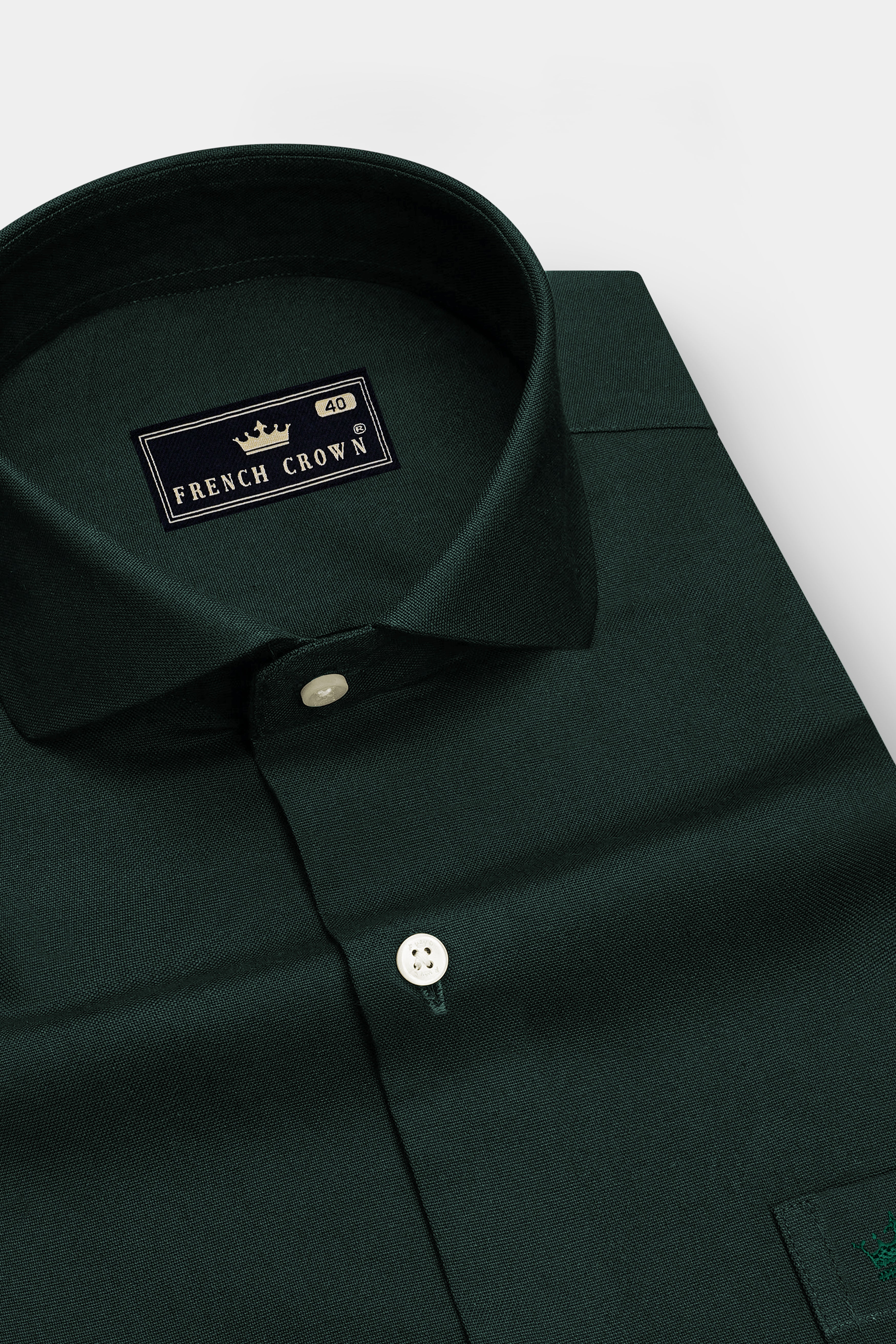 Mossen-Bush Green Oxford Premium Cotton Dress Cut Away Shirt