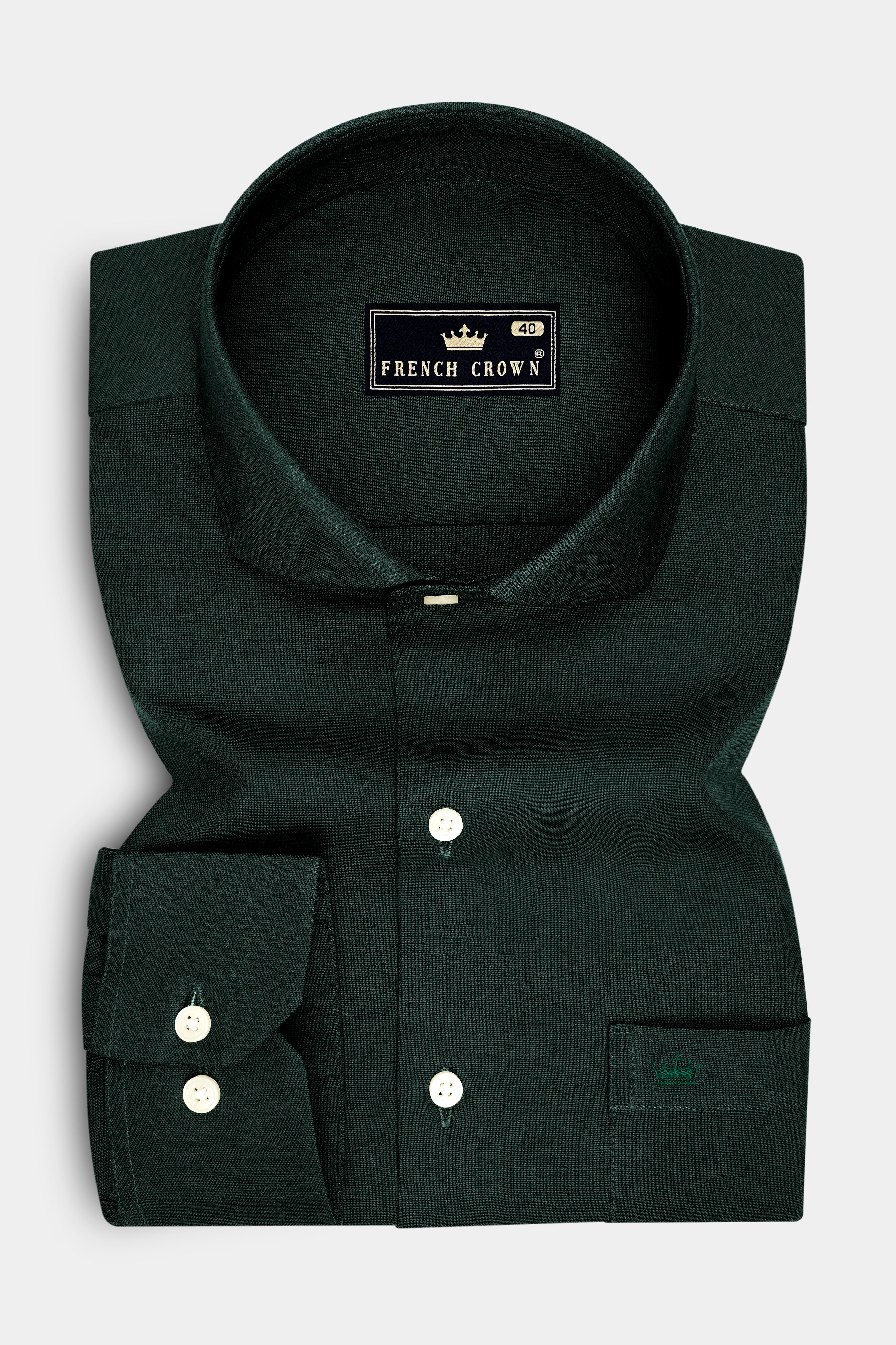 Mossen-Bush Green Oxford Premium Cotton Dress Cut Away Shirt