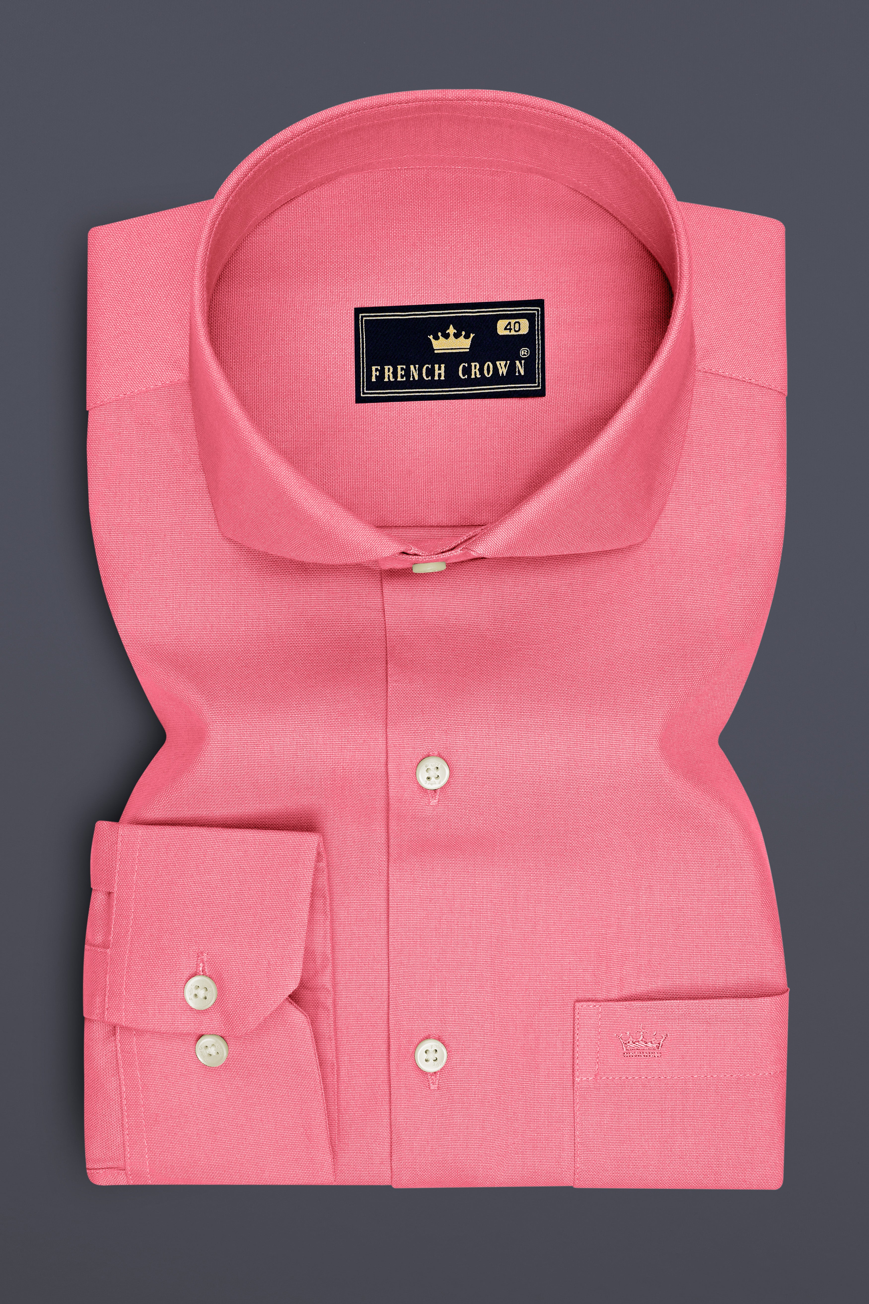 Pechelle-Geraldine Peach Oxford Premium Cotton Dress Cut Away Shirt