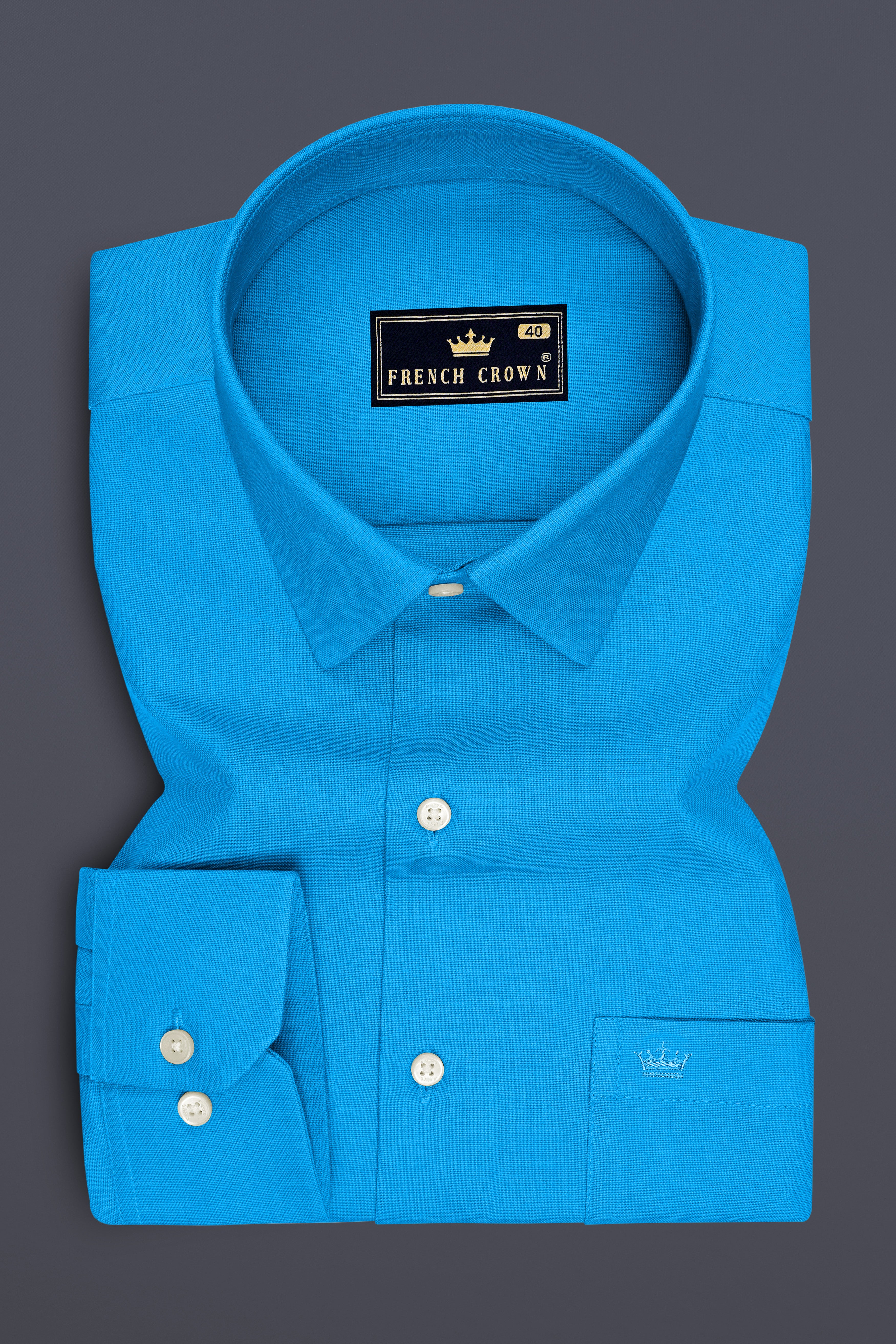 Maris-Azure Blue Oxford Premium Cotton Dress Shirt