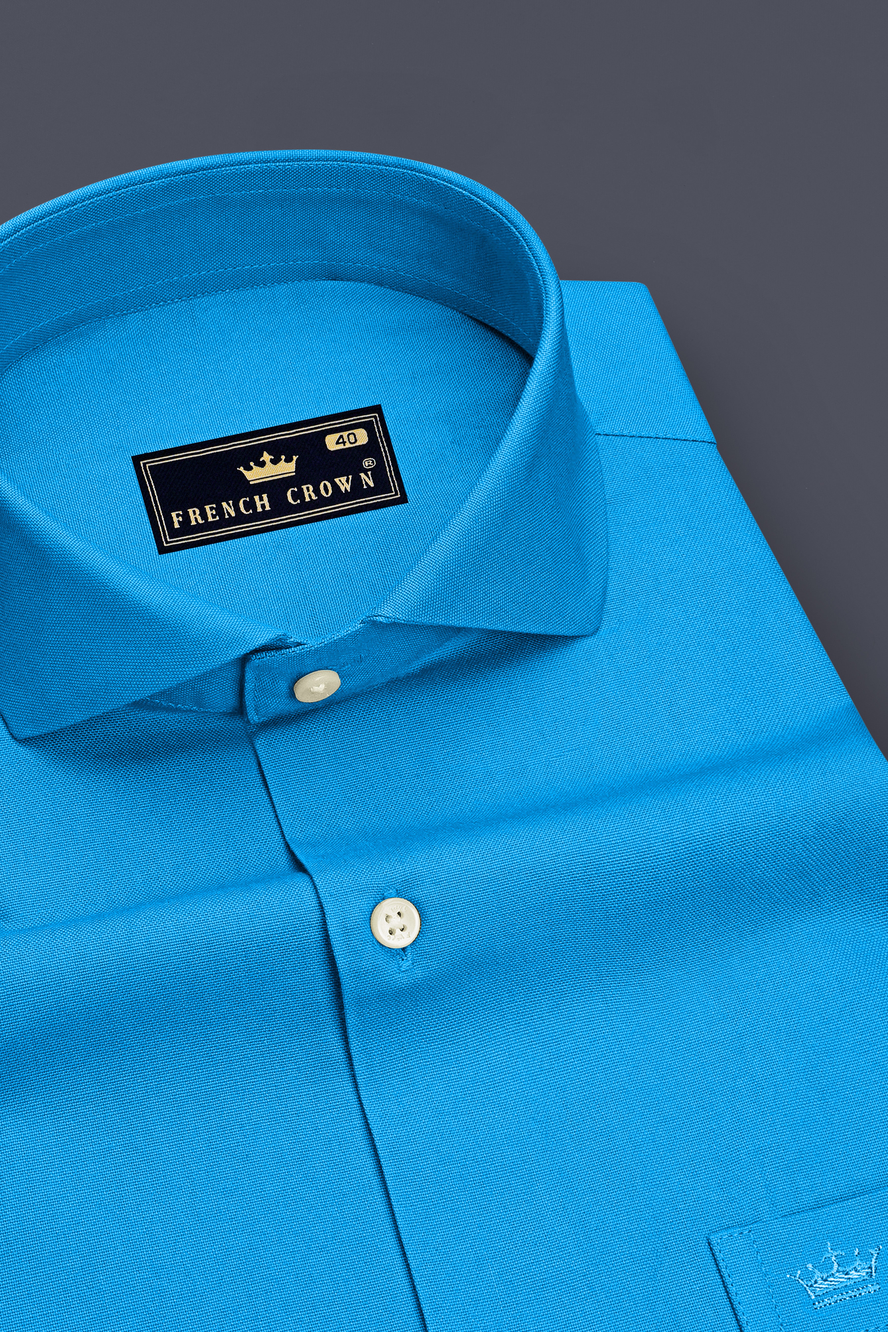 Maris-Azure Blue Oxford Premium Cotton Dress Cut Away Shirt