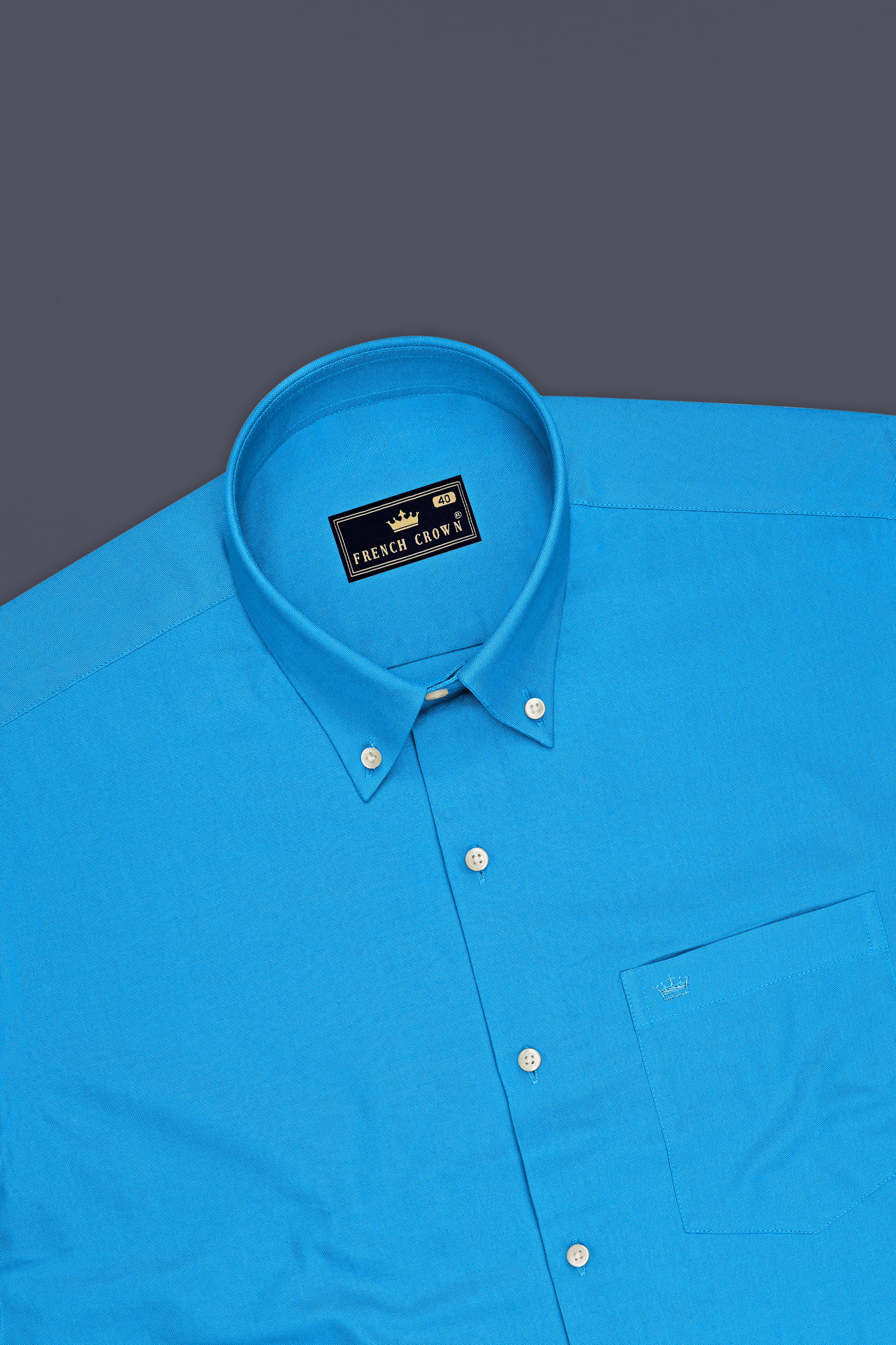 Maris-Azure Blue Oxford Premium Cotton Dress Button Down Shirt