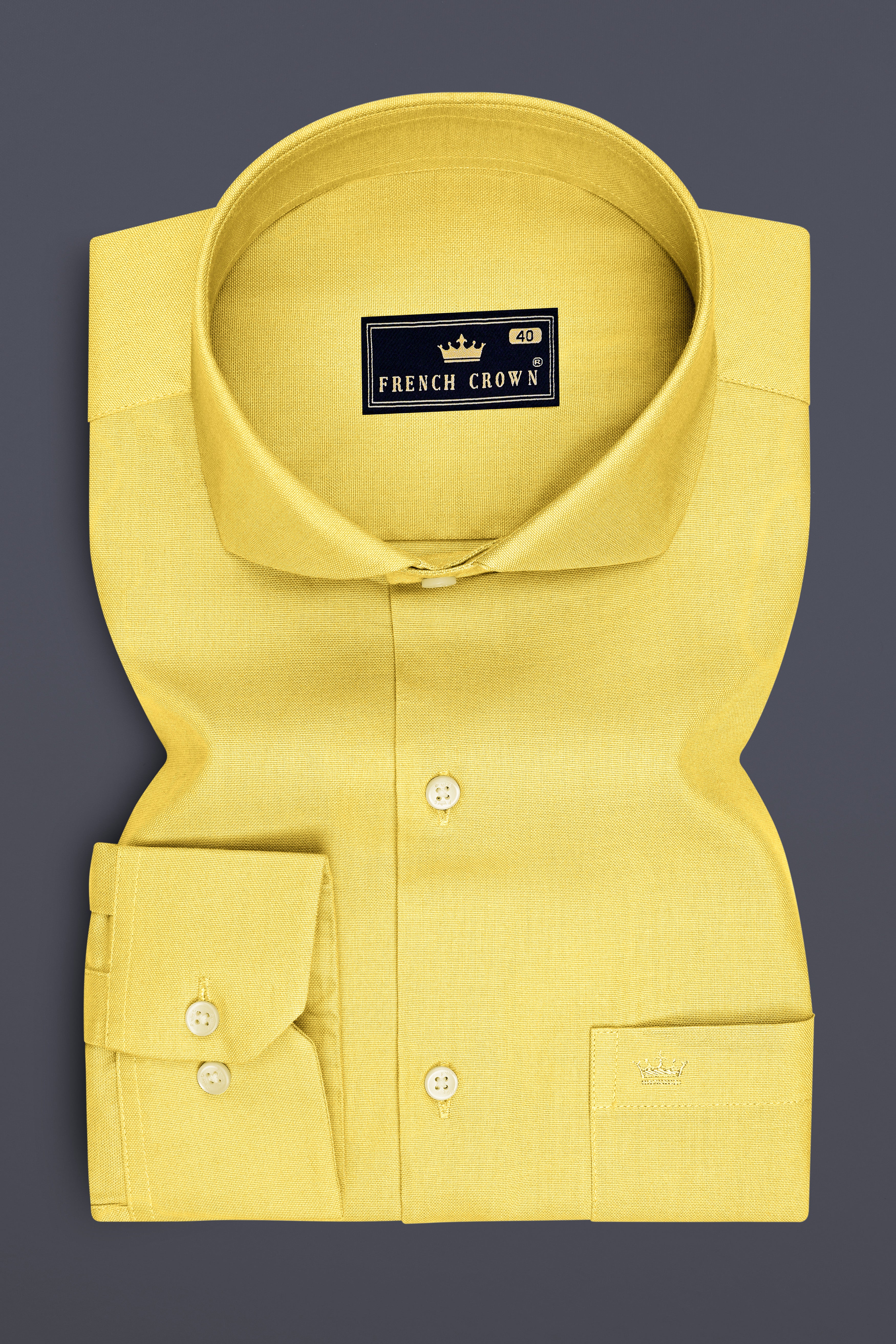 Soleil-Sunshine Yellow Oxford Premium Cotton Dress Cut Away Shirt