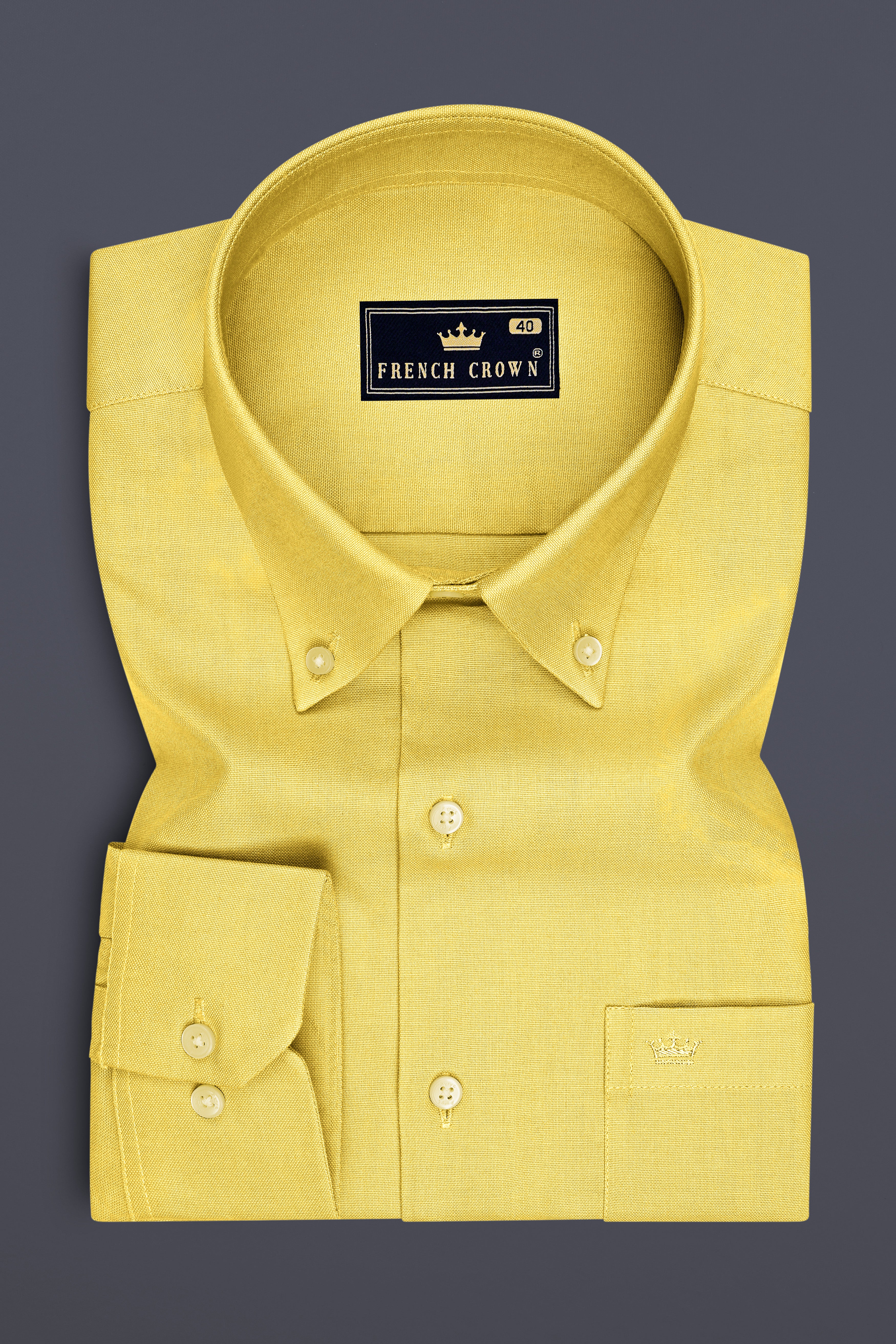 Soleil-Sunshine Yellow Oxford Premium Cotton Dress Button Down Shirt