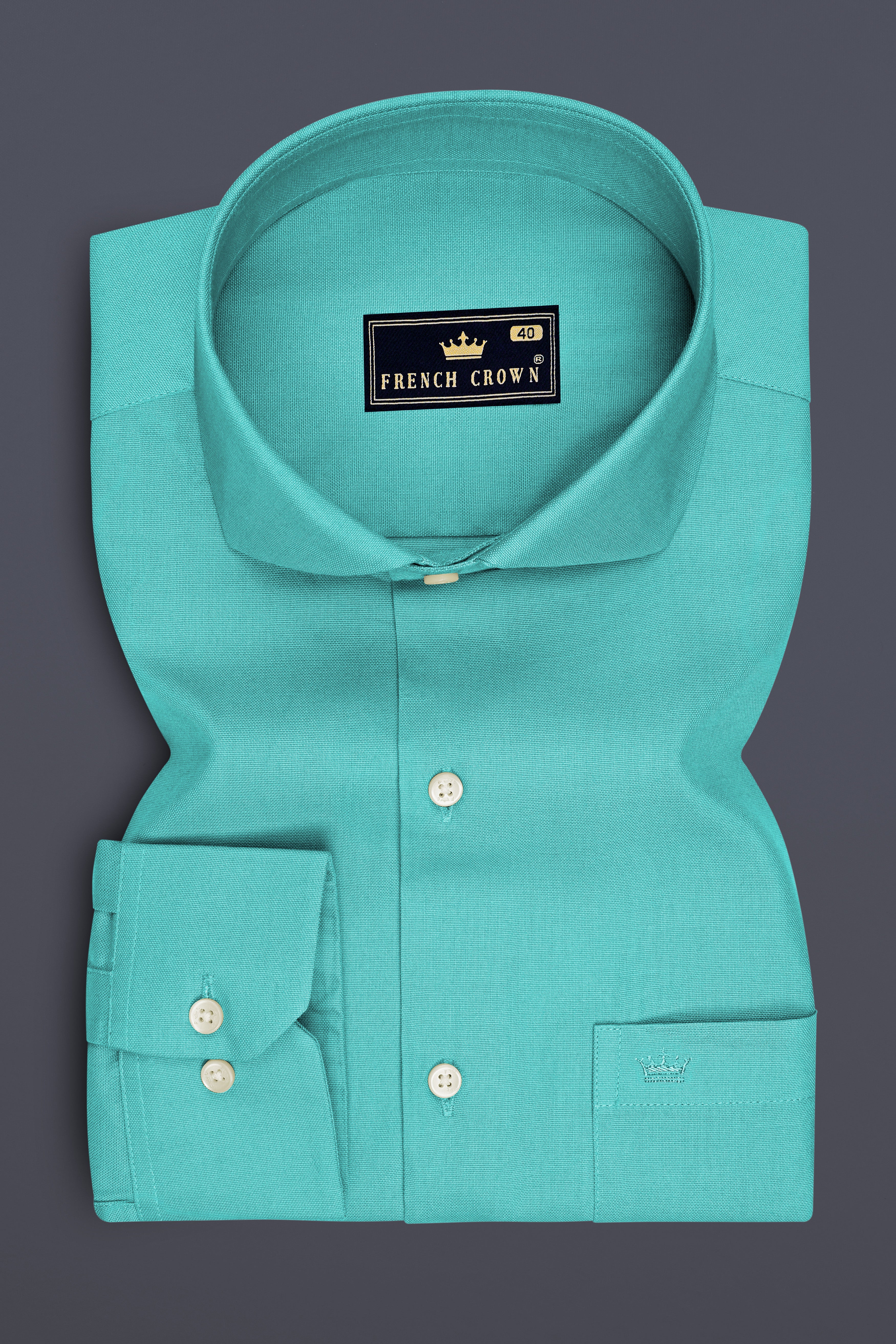 Arden-Viking Green Oxford Premium Cotton Dress Cut Away Shirt