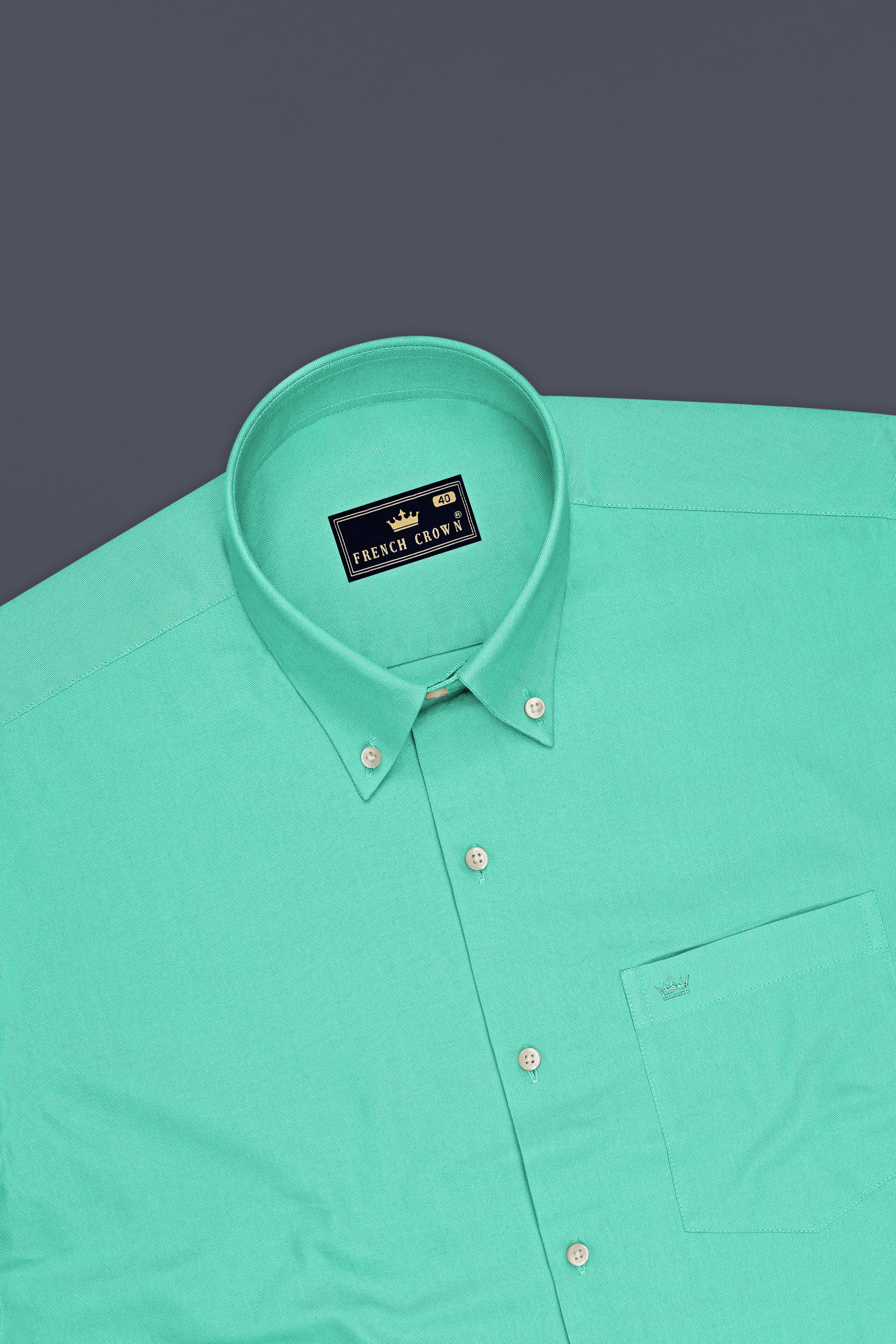 Olvian-Bermude Green Oxford Premium Cotton Dress Button Down Shirt