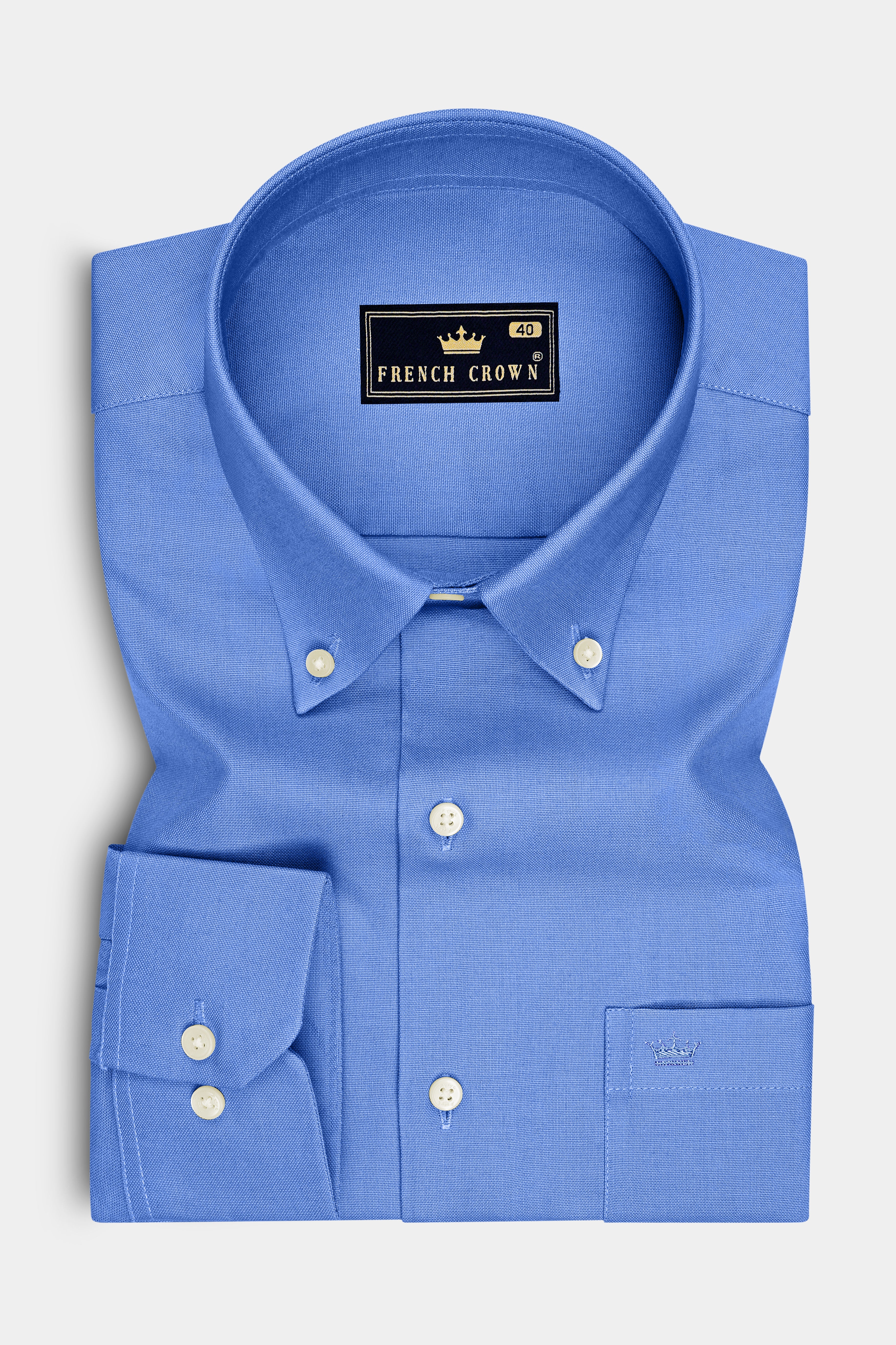 Ciel-Cornflower Blue Oxford Premium Cotton Dress Button Down Shirt