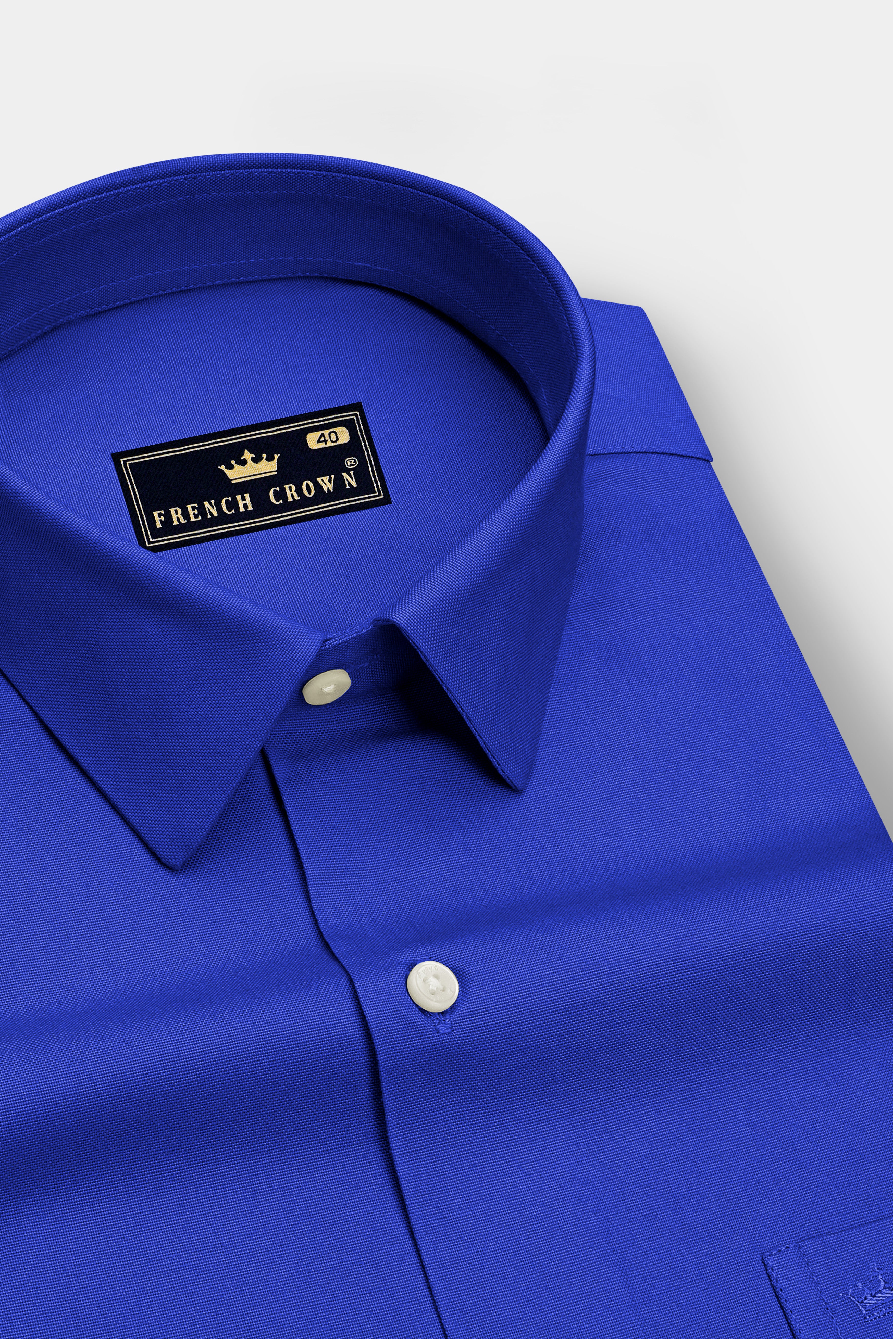 Azuro-Indigo Blue Oxford Premium Cotton Dress Shirt