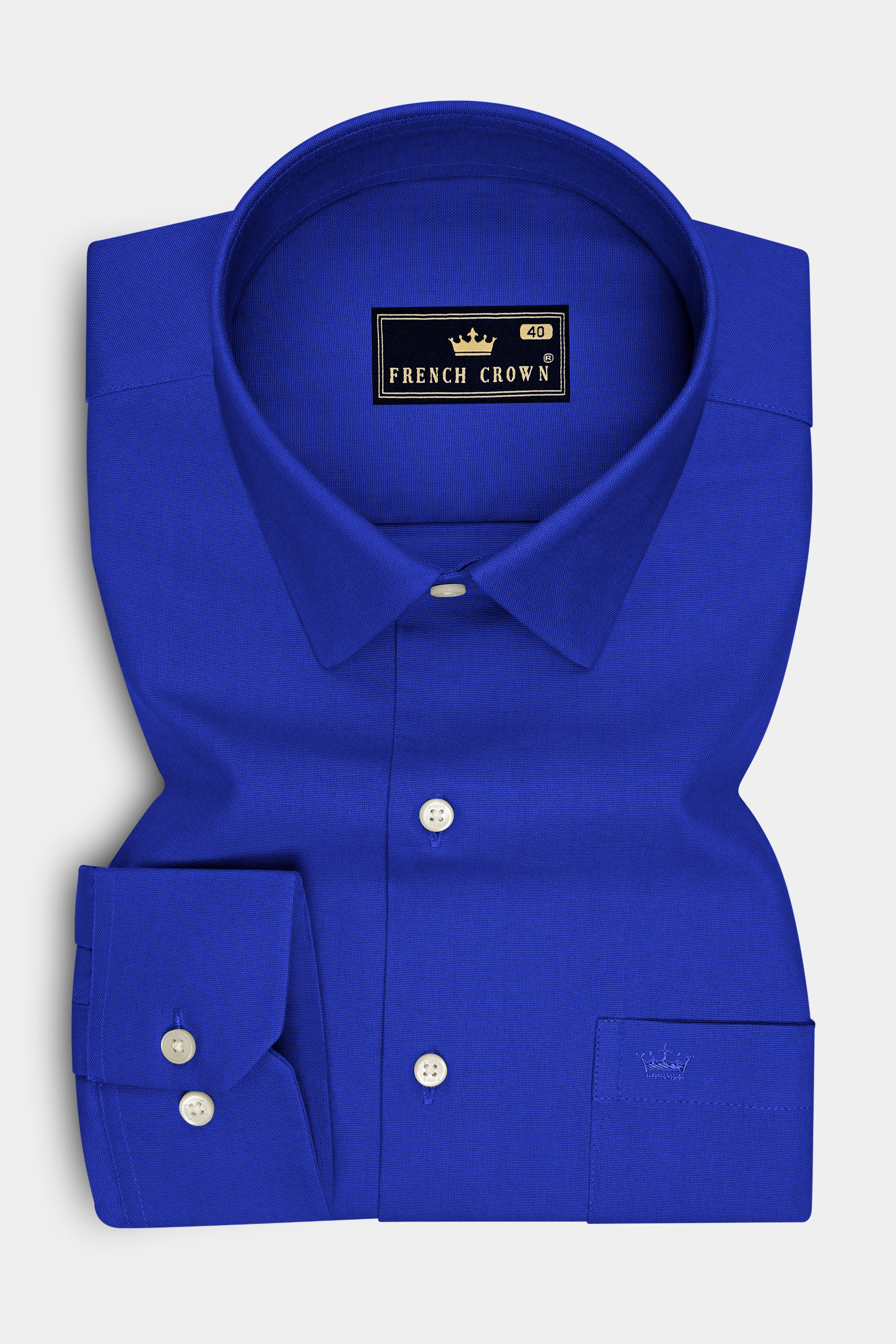 Azuro-Indigo Blue Oxford Premium Cotton Dress Shirt