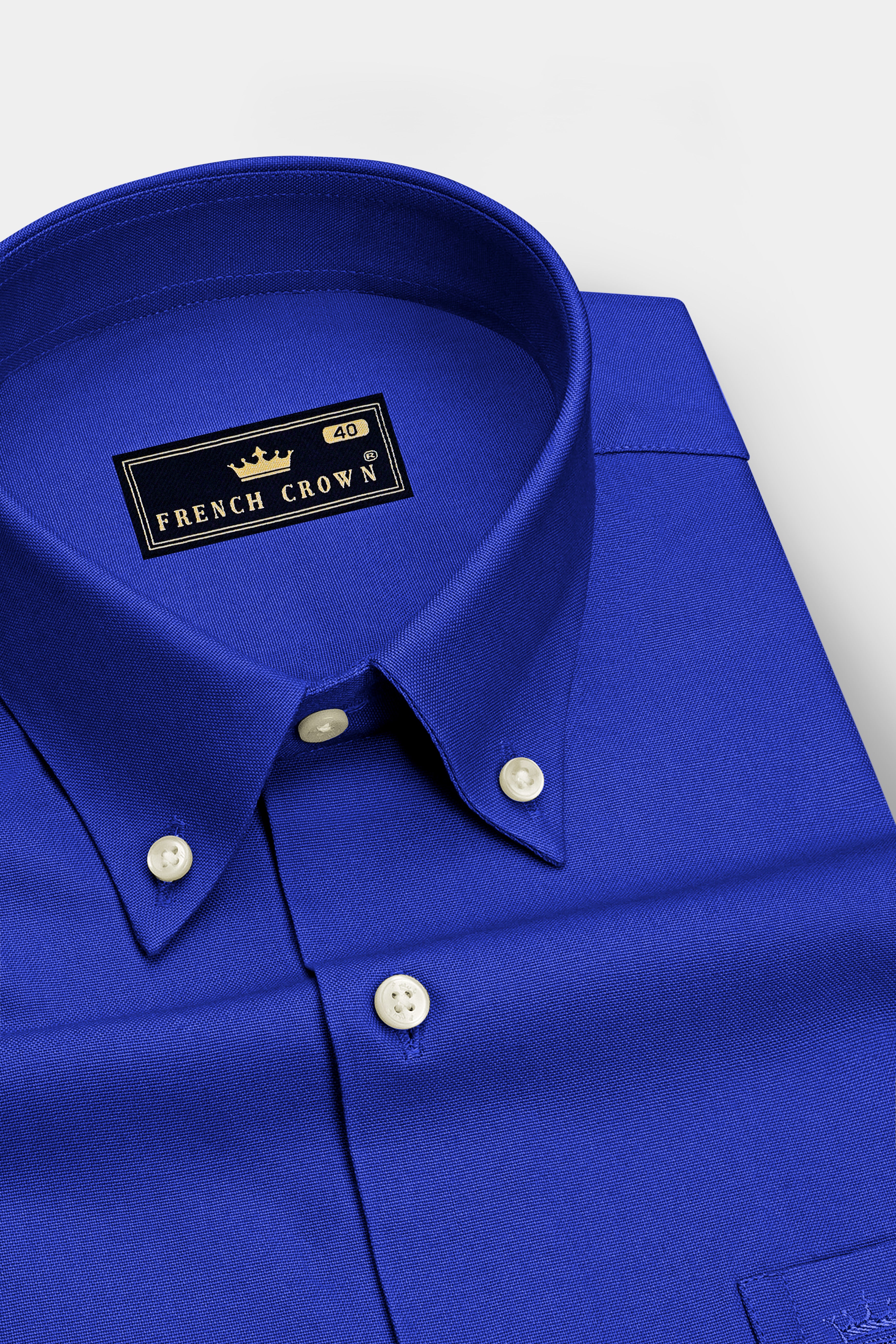 Azuro-Indigo Blue Oxford Premium Cotton Dress Button Down Shirt