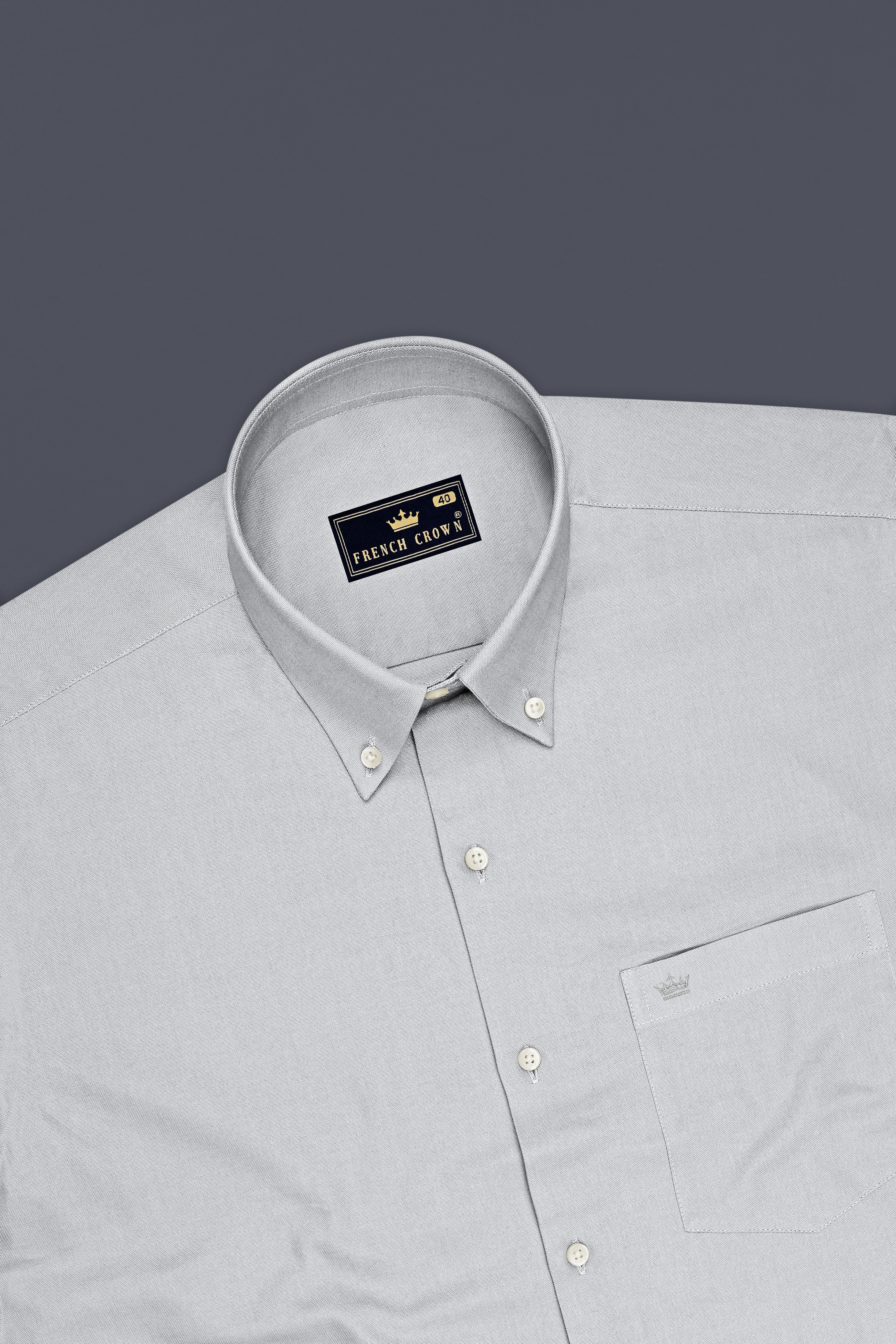 Nimbus-Gainsboro Gray Oxford Premium Cotton Dress Button Down Shirt
