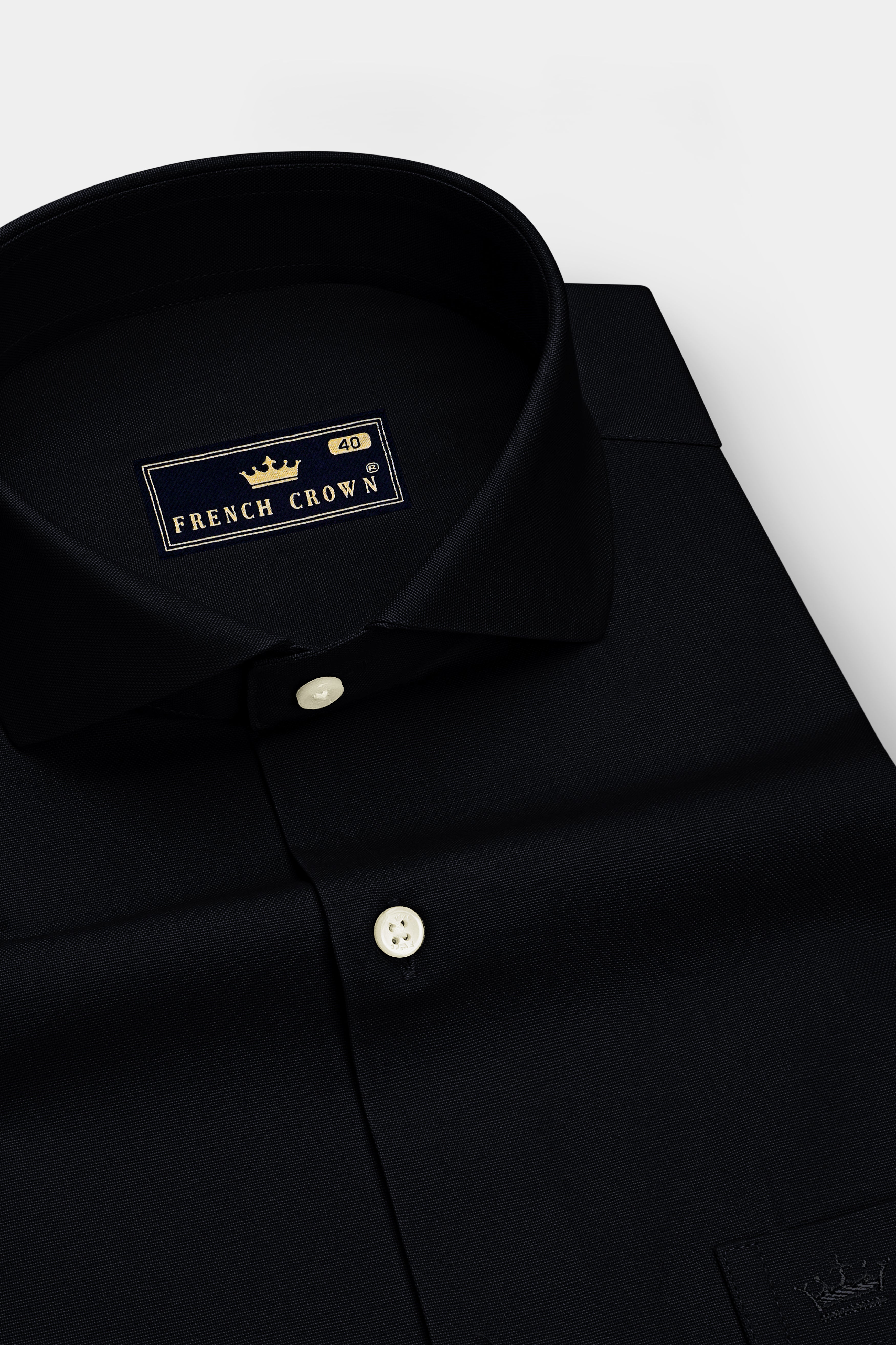 Eclipse-Jade Black Oxford Premium Cotton Dress Cut Away Shirt