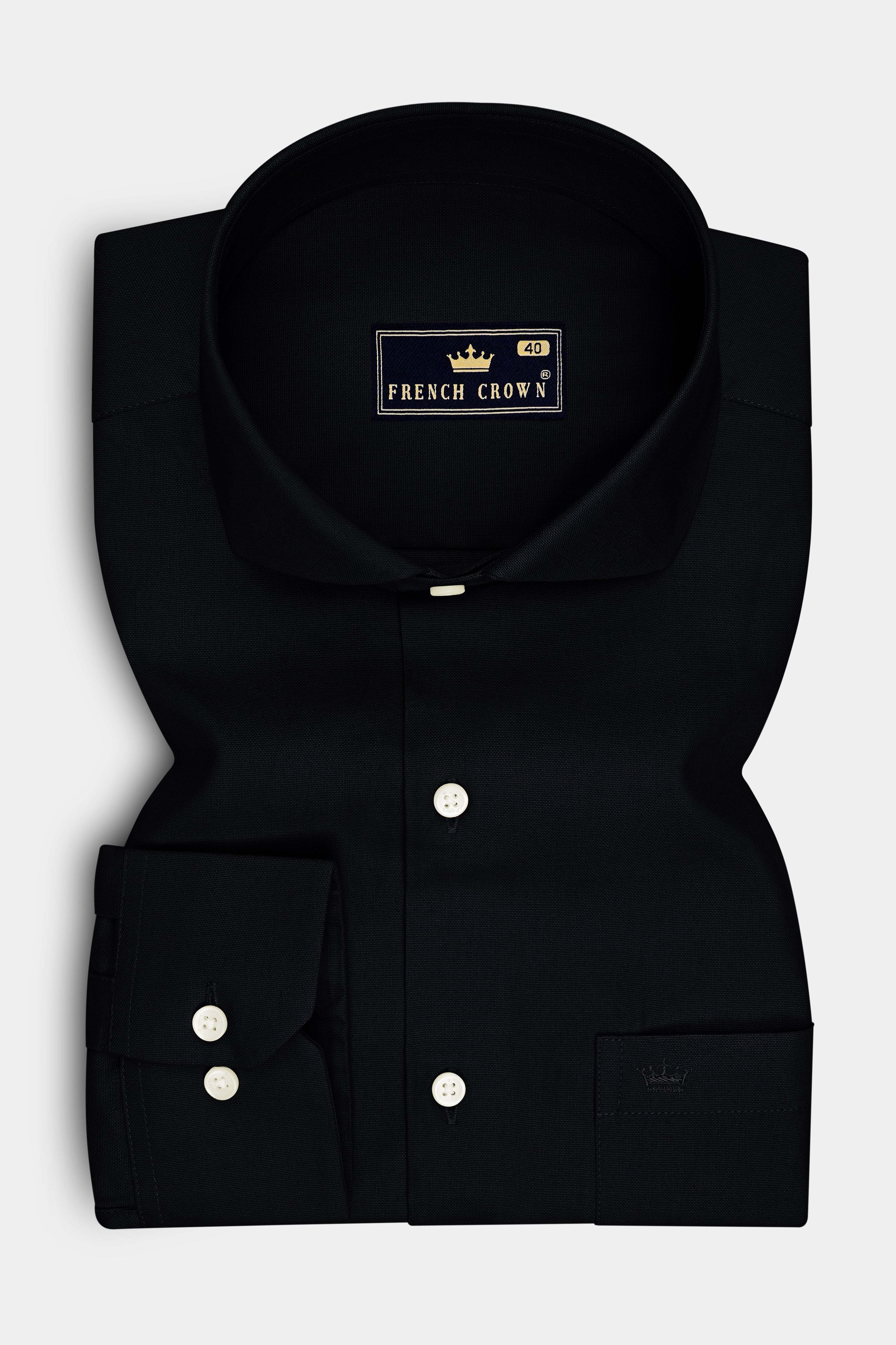 Eclipse-Jade Black Oxford Premium Cotton Dress Cut Away Shirt