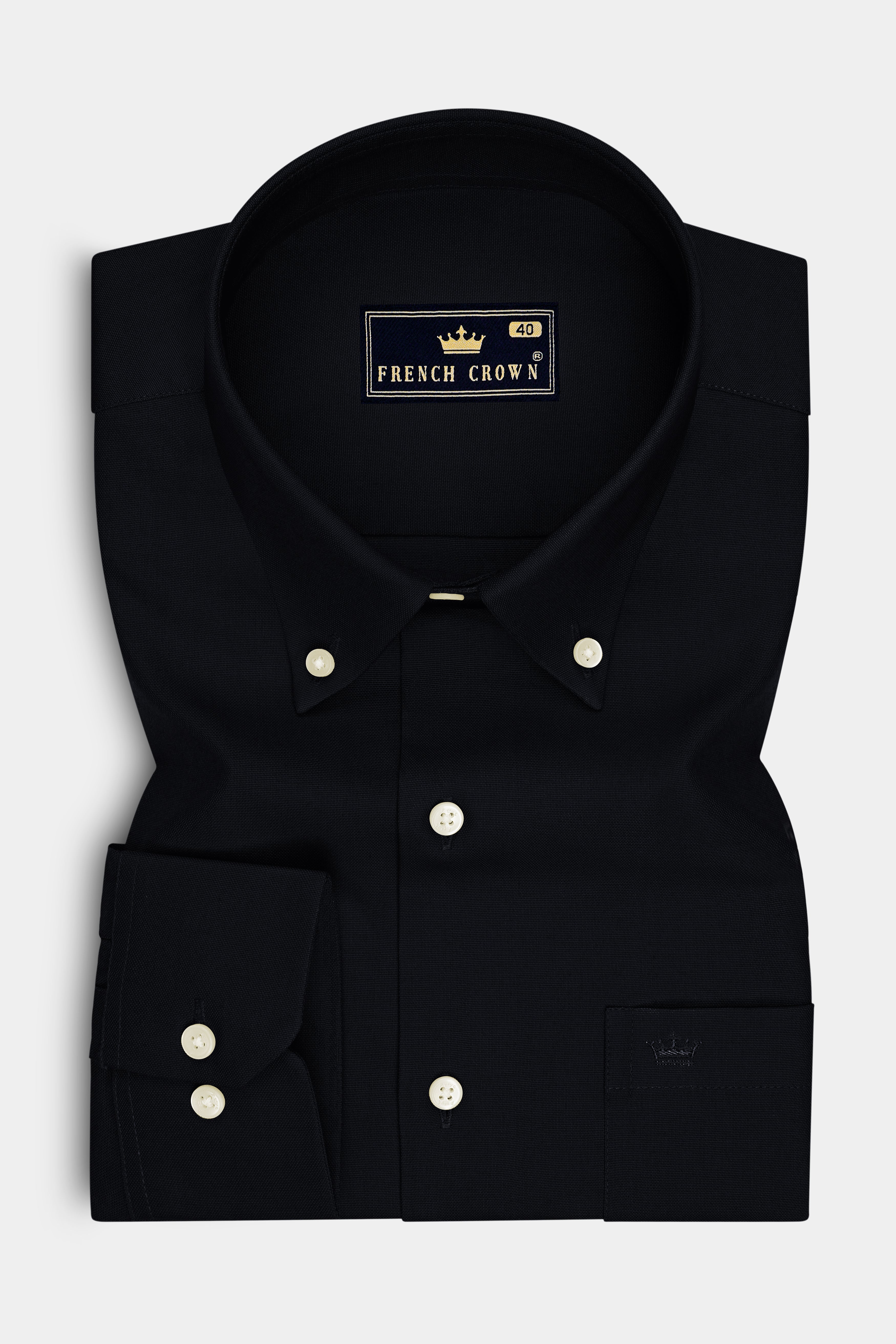 Eclipse-Jade Black Oxford Premium Cotton Dress Button Down Shirt